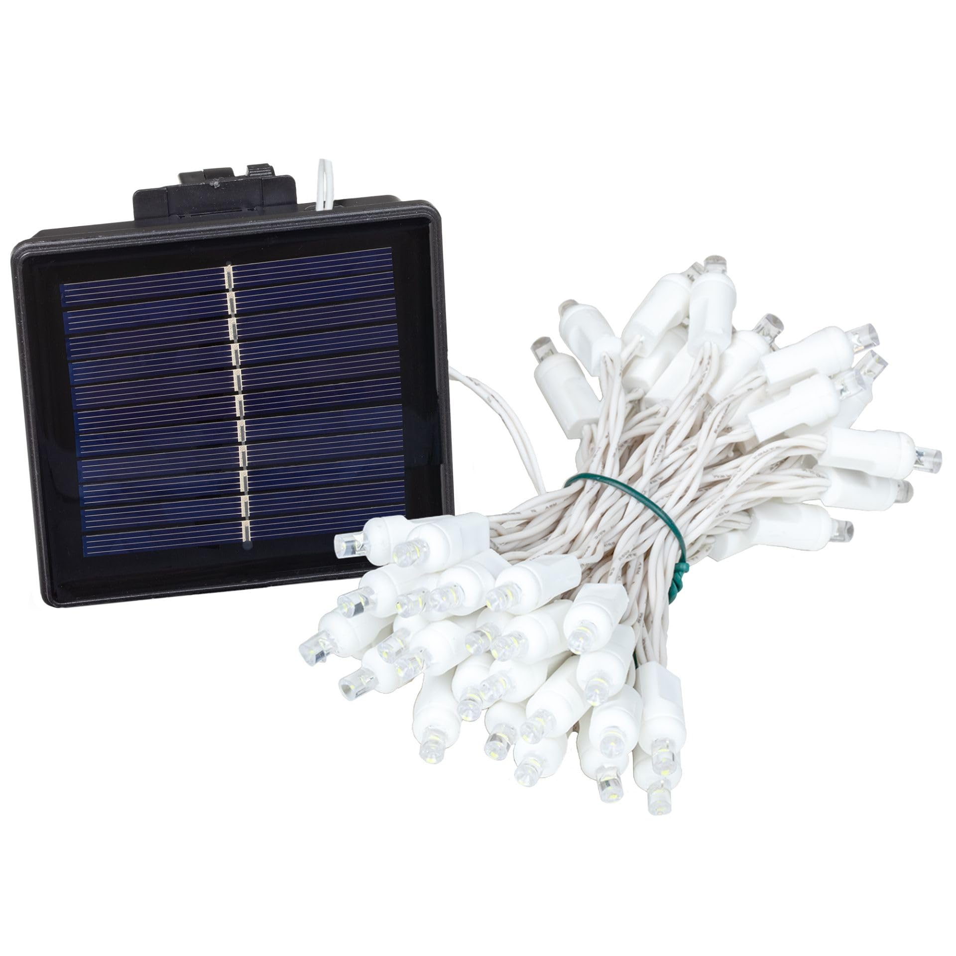 Novelty Lights 50 Light Solar Led Christmas Mini Light Set, Pure White, Outdoor String Lights, White Wire, 12.5 Feet