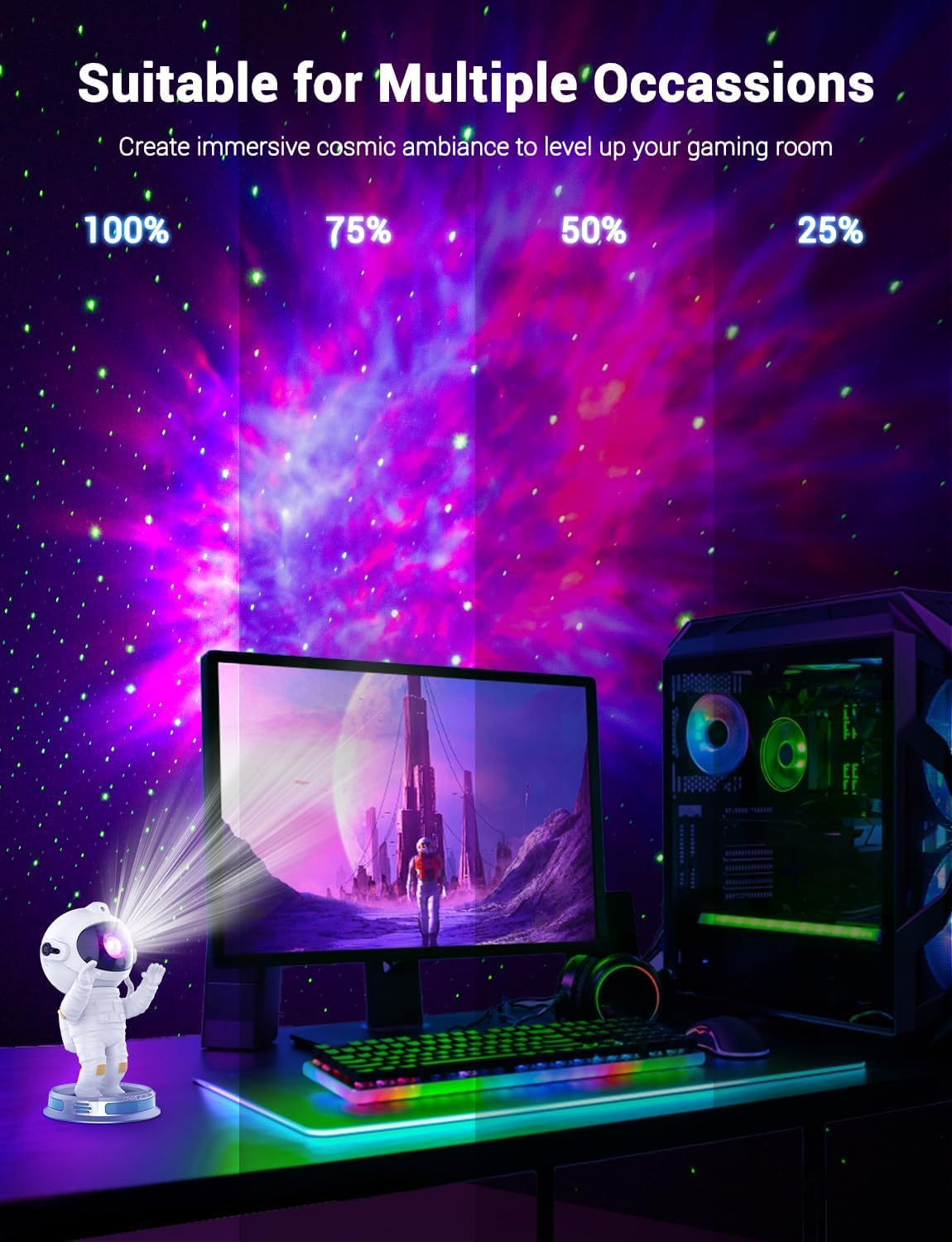 Tunpahcon Astronaut Galaxy Projector Starry Sky Night Light With Nebula, Remote Control Colorful Changing Ceiling Projector, Suitable For Children And Adults Bedroom/Birthday/Party/Decoration