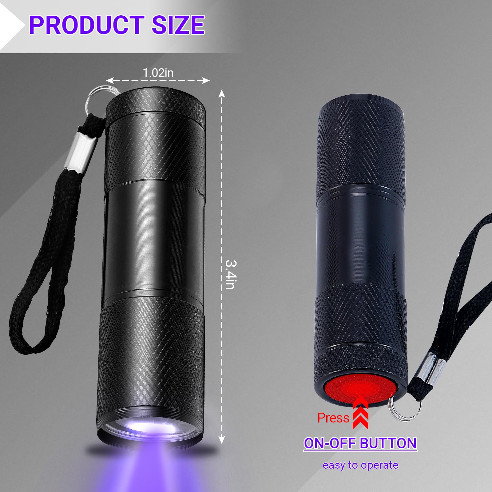 Affbei 12 Pieces Uv Blacklight Flashlights Purple Light, Led Light, Handheld, Portable Uv Flashlight Torch For Pets Stains Urine For Dog/Cat, Dry Stains,Resin Curing,Bed Bug