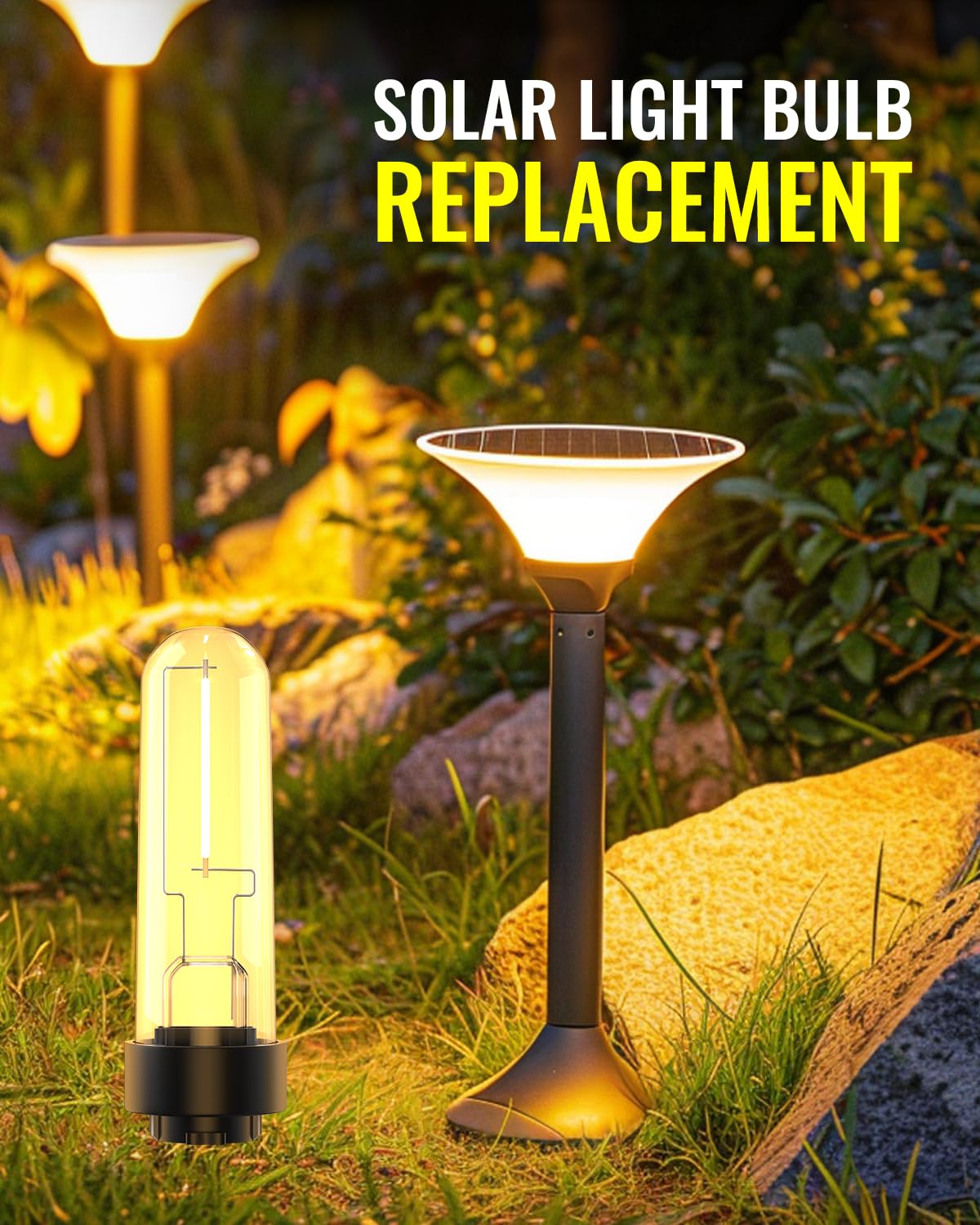 Trustwheel Solar Garden Light Replacement Bulbs, Outdoor Solar Light Replacement Bulbs Warm White 3000K Solar Fence Light Replacement Bulbs 0.5W Dc 3V For Garden Yard Patio Landscaping, 4-Pack