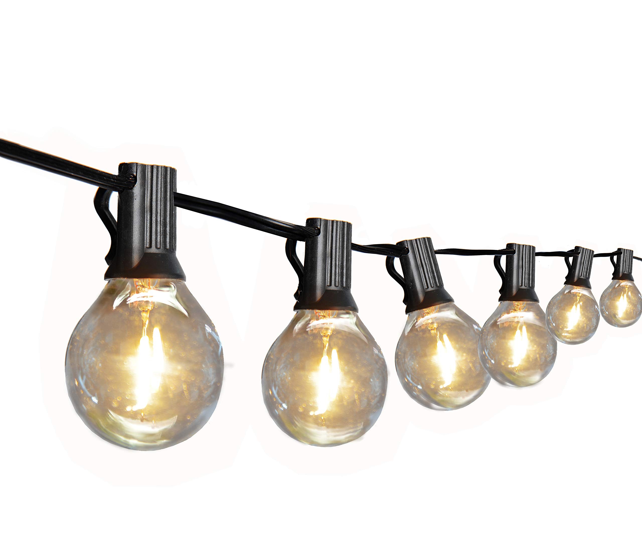 Linkpal G40 Solar Powered 18Ft Outdoor Patio Globe String Lights 15 Led Shatterproof Bulbs, 3 Light Modes, Weatherproof Hanging Lights For Backyard Bistro Pergola Party Decor, E12 Base, 2700K, Black