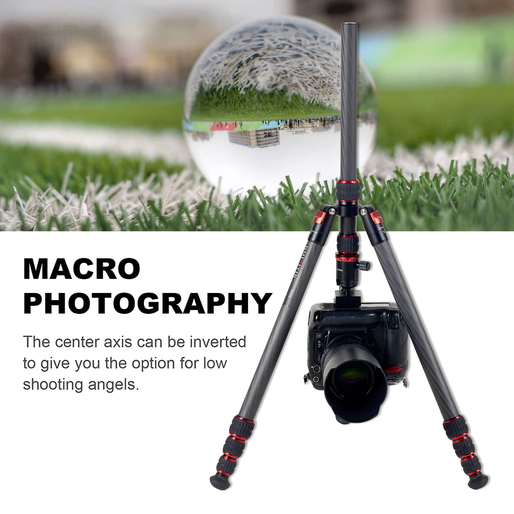 Dmiditir 76 Inch Carbon Fiber Tripod,Metal Camera Tripod Monopod With 360 Degree Metal Ball Head, Camera Stand With Carry Bag And  Box For Dslr Cameras Video Camcorders Load Up To 26.5 Pounds