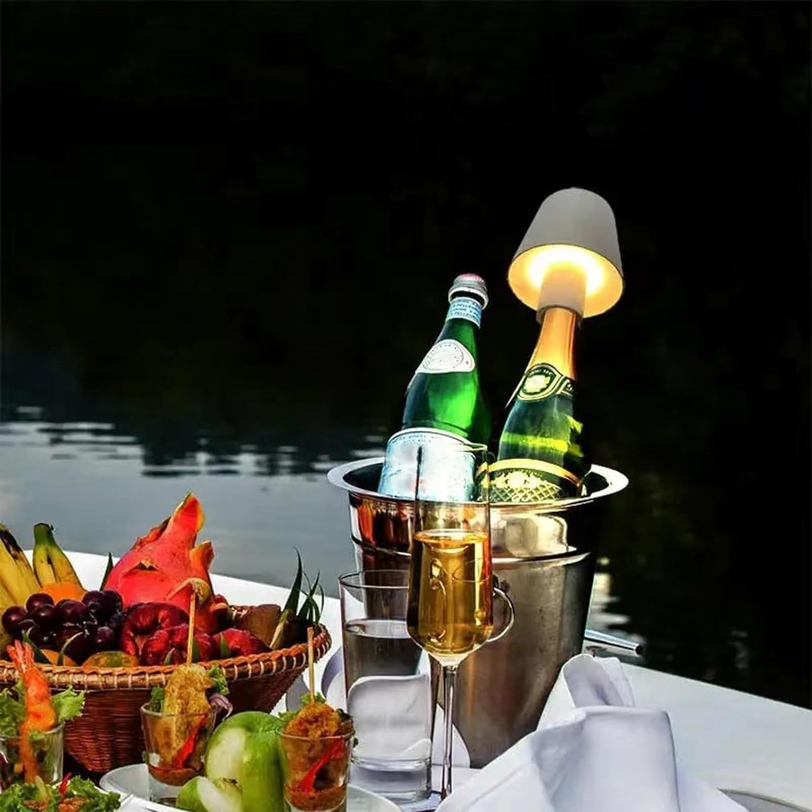 Mteawl Wireless Portable Led Desk Lamp, 1800Mah Rechargeable Touch Led Wine Bottle Lamp With Rgb Breathing Light For Bars Restaurants (White-Rgb)