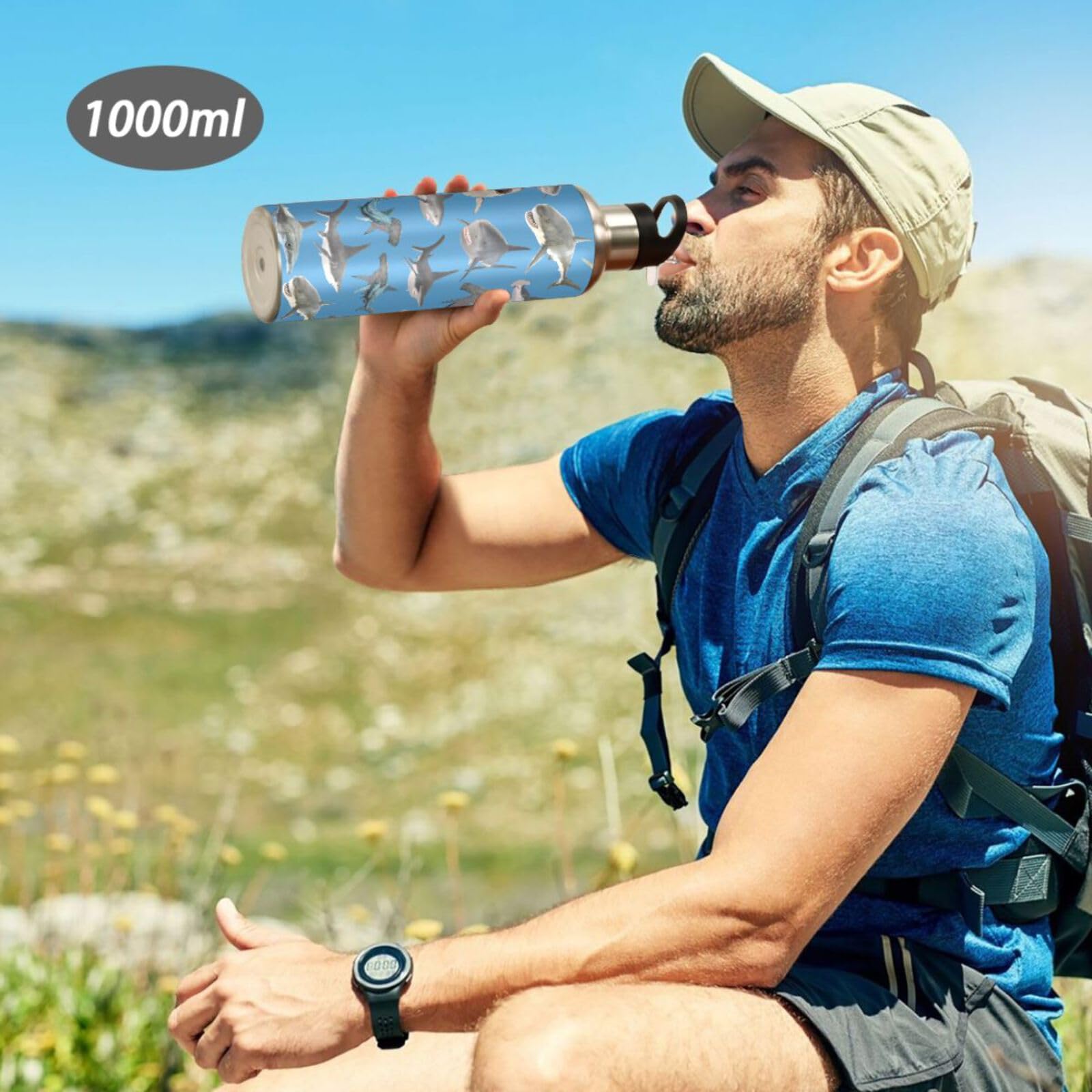 Shark Hammerhead Shark Stainless Steel Water Bottle With Straw Lid - 20 Oz Sports Insulated Water