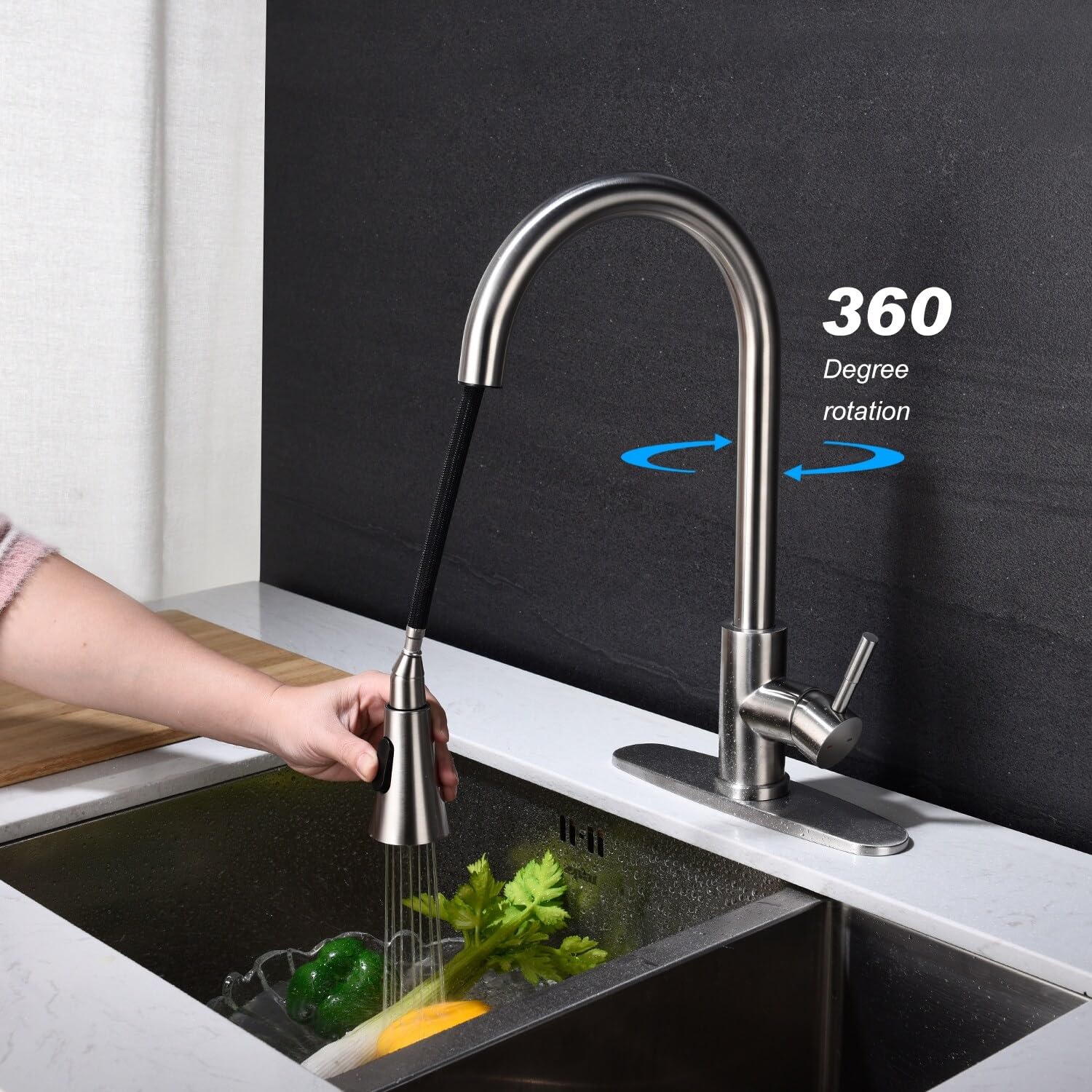 Overstock Single Handle Brushed Nickel Kitchen Faucet With Pull Out Spraye Brushed Nickl Brushed