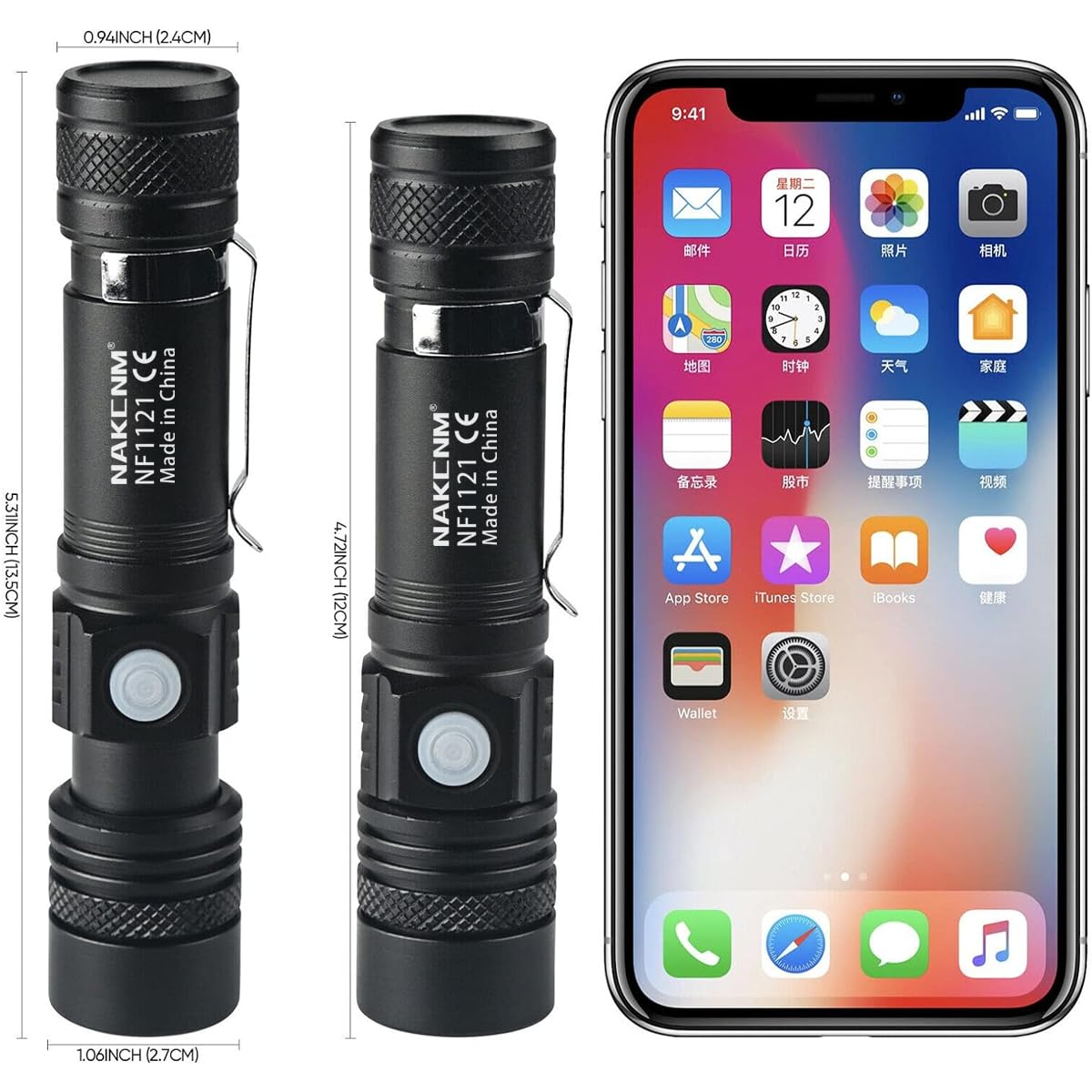 Nakcnm 2 Pack Rechargeable Led Flashlight Pocket-Sized Small Flashlights High Lumens Super Bright Adjustable Focus Flash Light For Camping Emergency