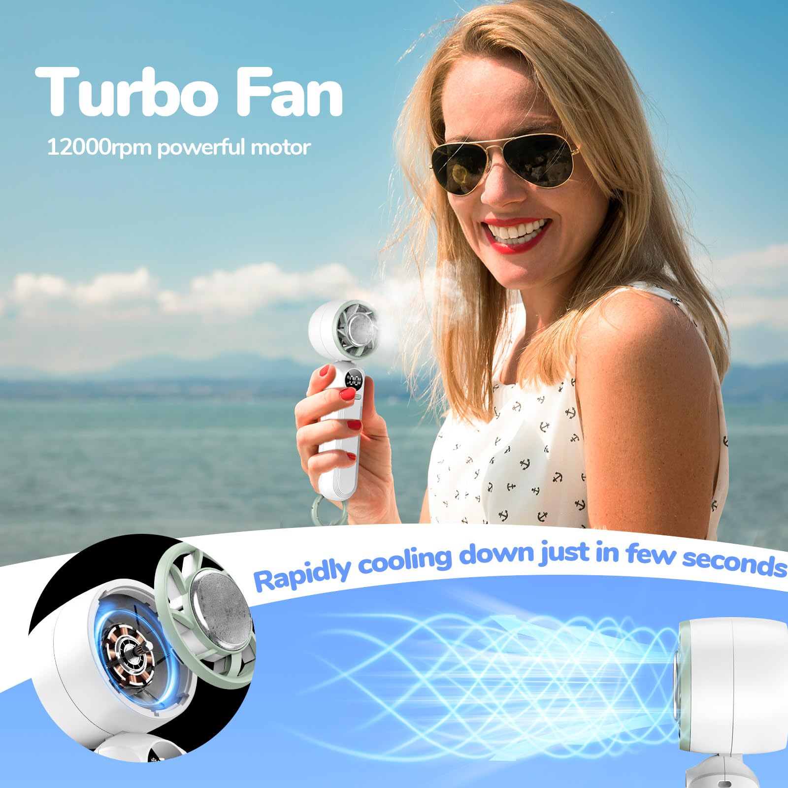 Portable Handheld Fan With Cooling Plate, 1-100 Speed Foldable Mini Fan With Stand, Hook & Lanyard