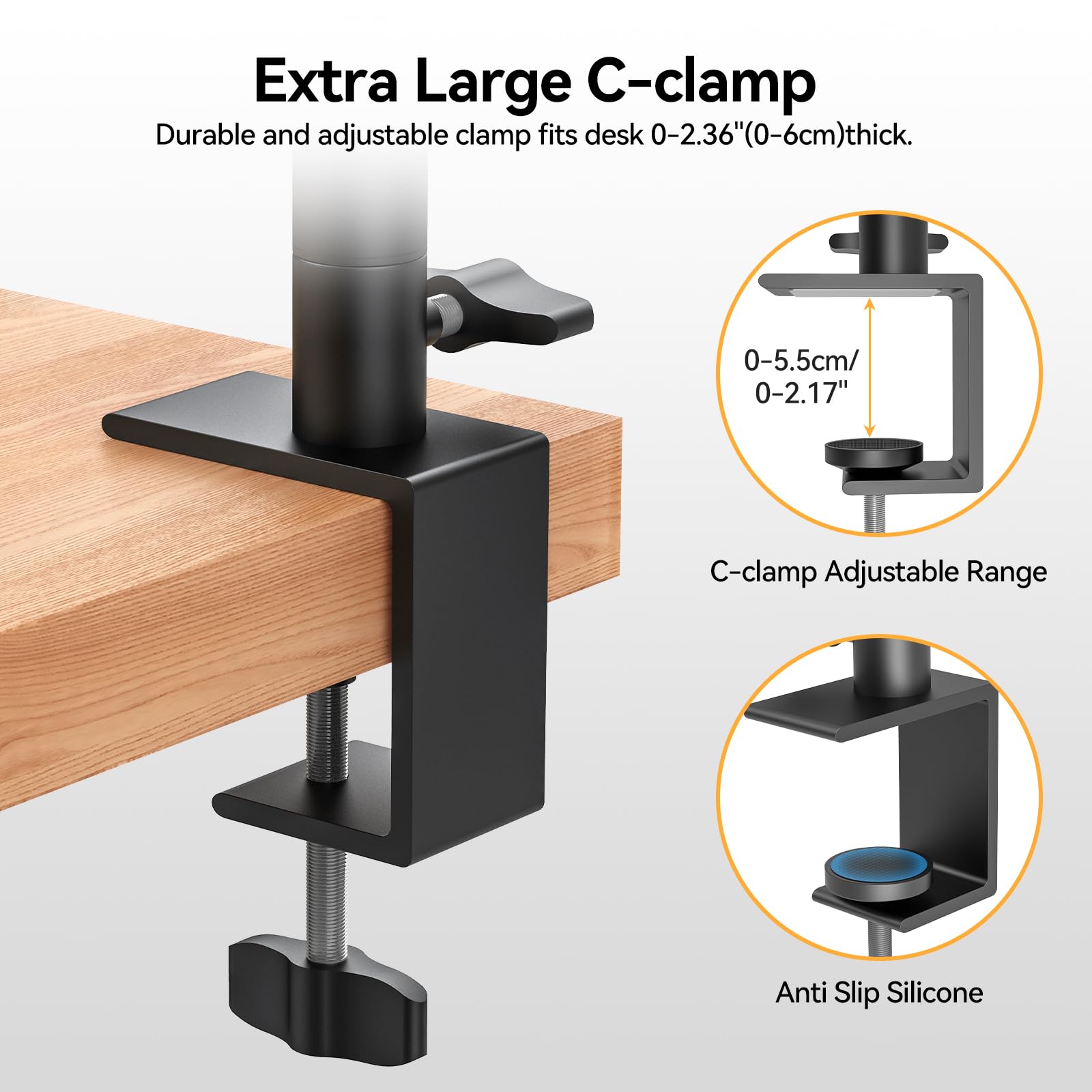 Takerers Overhead Camera Mount Desk Stand, 3-Section Flexible Detachable Articulating Boom Arm With 1/4'' 3/8'' 5/8'' Screw, Ball Head, Phone Holder For Light/Webcam/Microphone/Live Stream/Dslr Camera