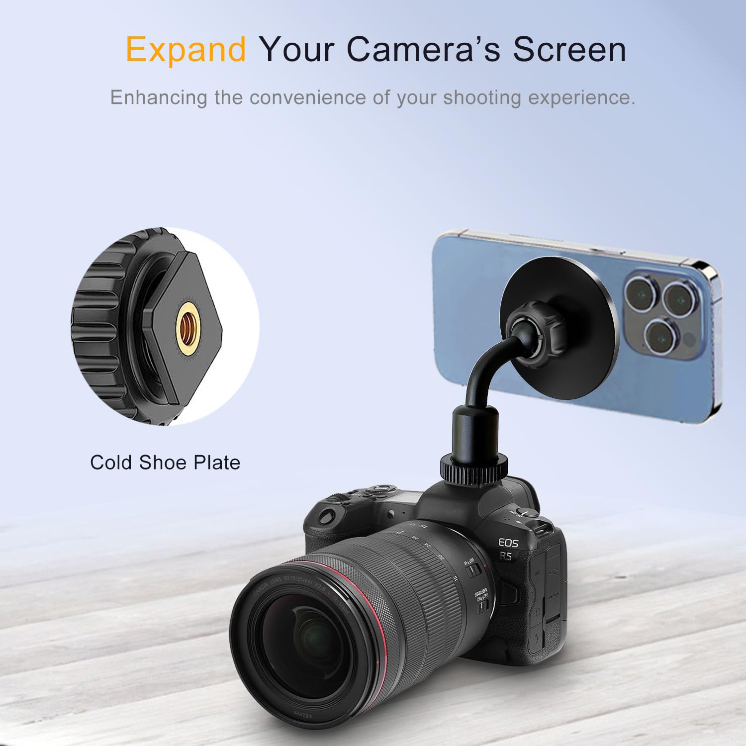Jkoailiwi Universal Magnetic Tripod Mount Adapter With Cold Shoe & 1/4" Screw, Phone Tripod Mount For Camera/Ring Light/Selfie Stick, Compatible With Magsafe Iphone 16/15/14/13/12 Series