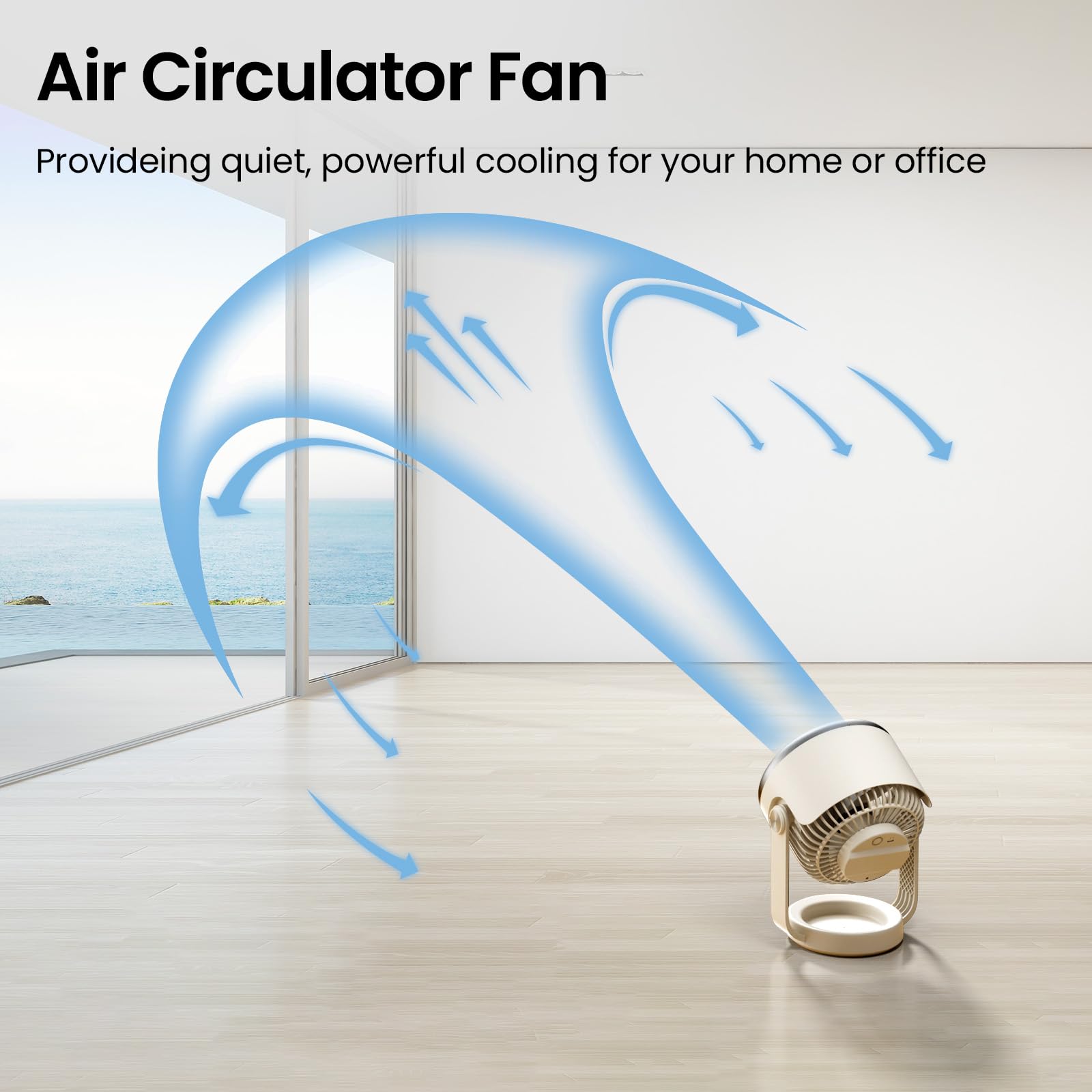 Desk Fan, 10 Inch Air Circulator Quiet Operating Fan For Bedroom, 70Ft Strong Airflow, Portable Fan