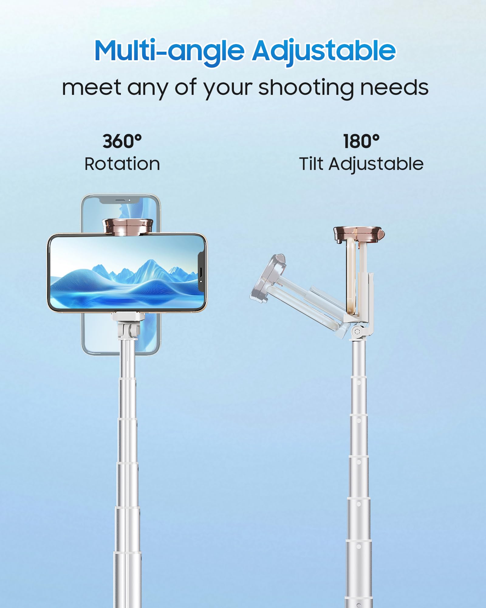 Ackima 67" Selfie Stick Phone Tripod, All-In-1 Cell Phone Tripod With Wireless Remote, Extendable Compact Tripods Portable Travel Stand For Iphone Android Selfie/Video Recording/Live Stream/Vlog