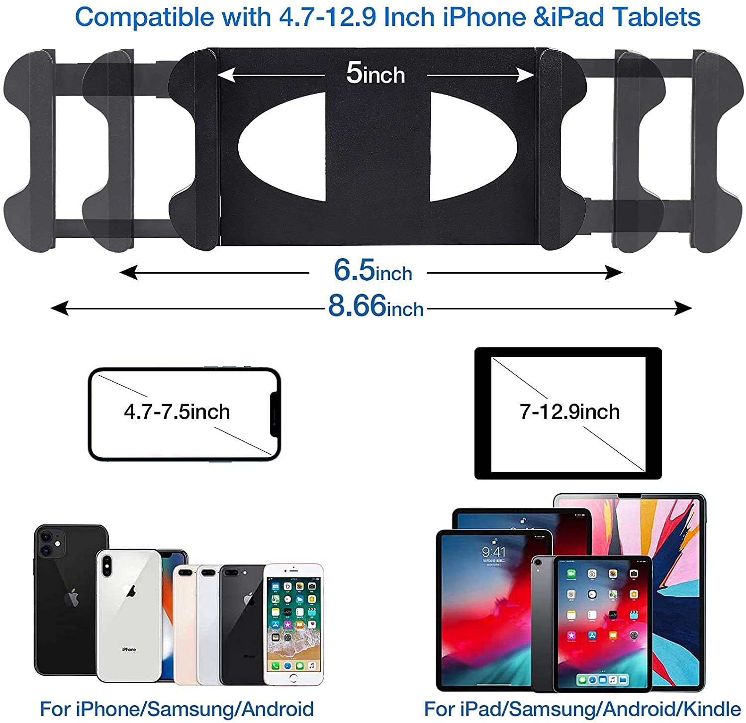 Hold Up Tabletop Tablet Holder Stand, Tablet Stand Floor Height Adjustable Tablet Tripod Stand Formost 7-10 Inches Tablets, Easy Carrying Bag