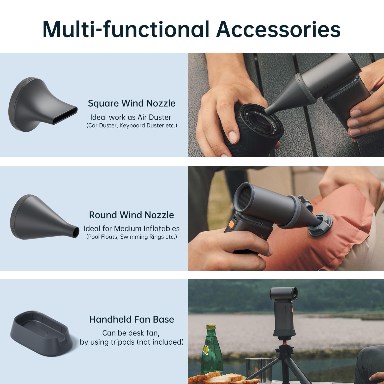 Jisulife Portable Handheld Turbo Fan, 100 Speeds Adjustable Mini Personal Fan, 9000Mah Usb