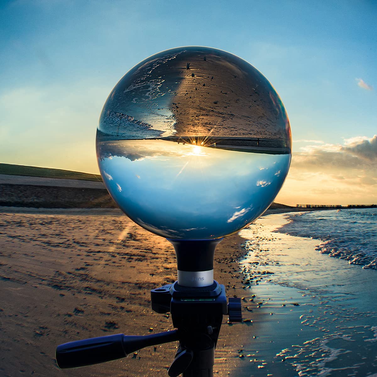 Omylens Lens Ball Stand Supports 60Mm/2.36" To 150Mm/5.9" Crystal Ball, Spherical Display Standing, Silicone Suction Cup+Golden Alumina Base (1/4"-20 General Internal Thread) + Mini Tripod