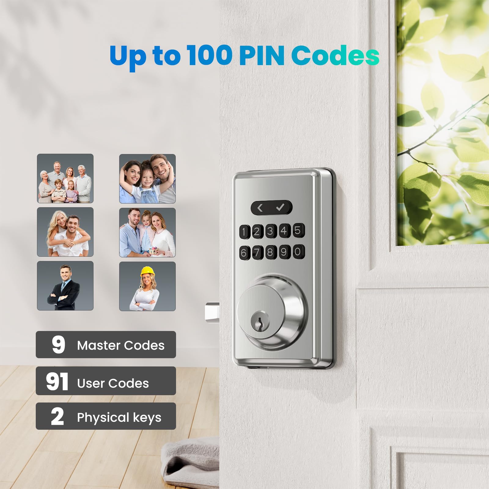 Mousetro Keyless Entry Door Lock Deadbolt With Keypad, Digital Smart Locks With Code, Auto Lock, Anti-Peeking Password, Easy Installation, Satin Nickel