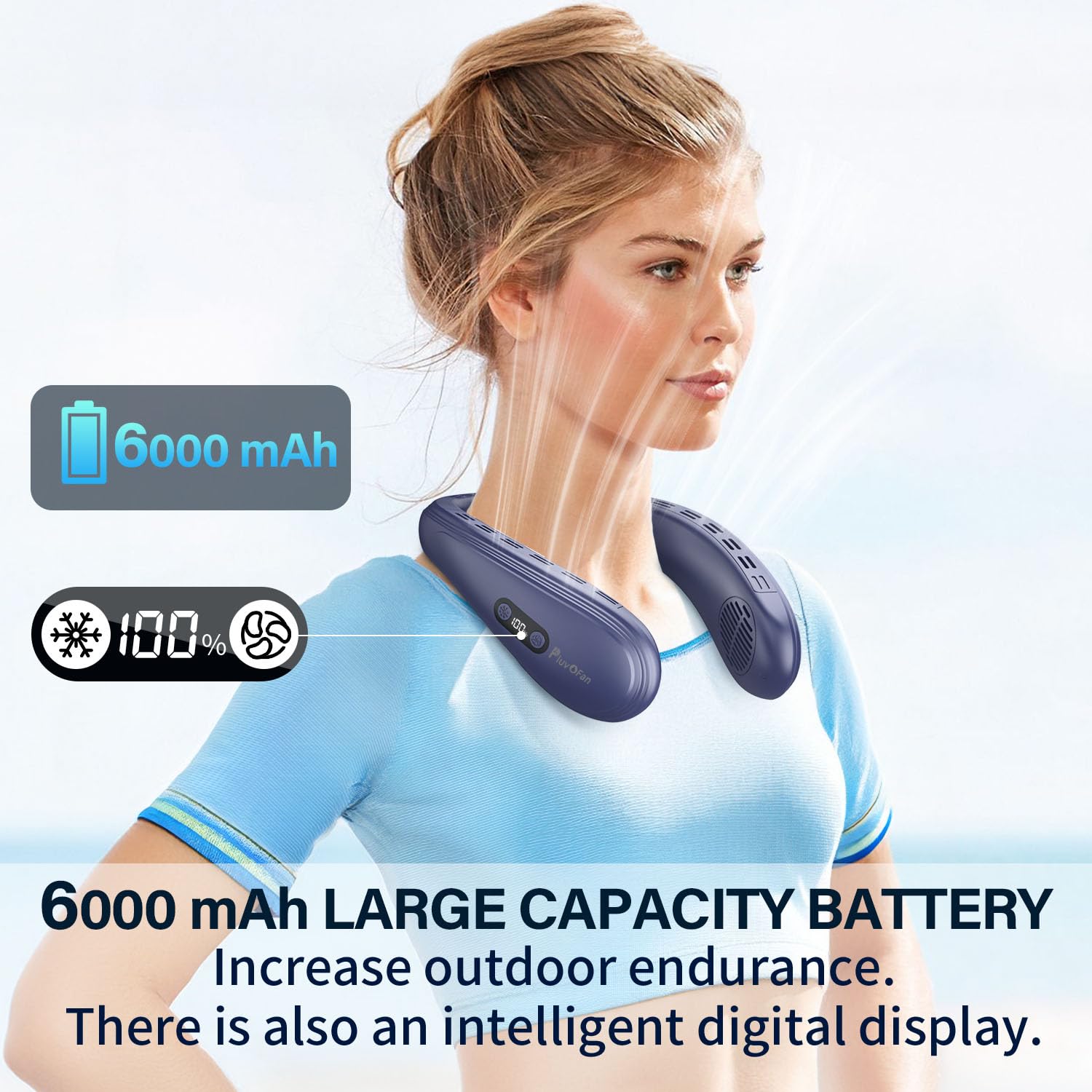 Neck Fan Back Windy 6000Mah With Cooling Plate Cold Compress Bladeless Portable
