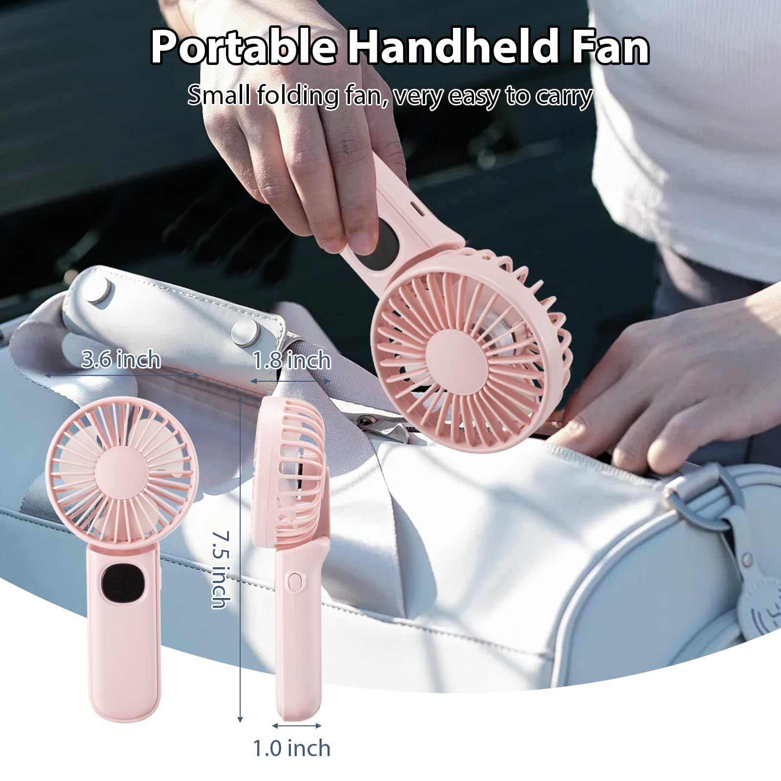 Mini Fan Handheld, Handheld/Neck/Desk 3 In 1 Rechargeable Small Portable For Travel, 2400Mah Battery