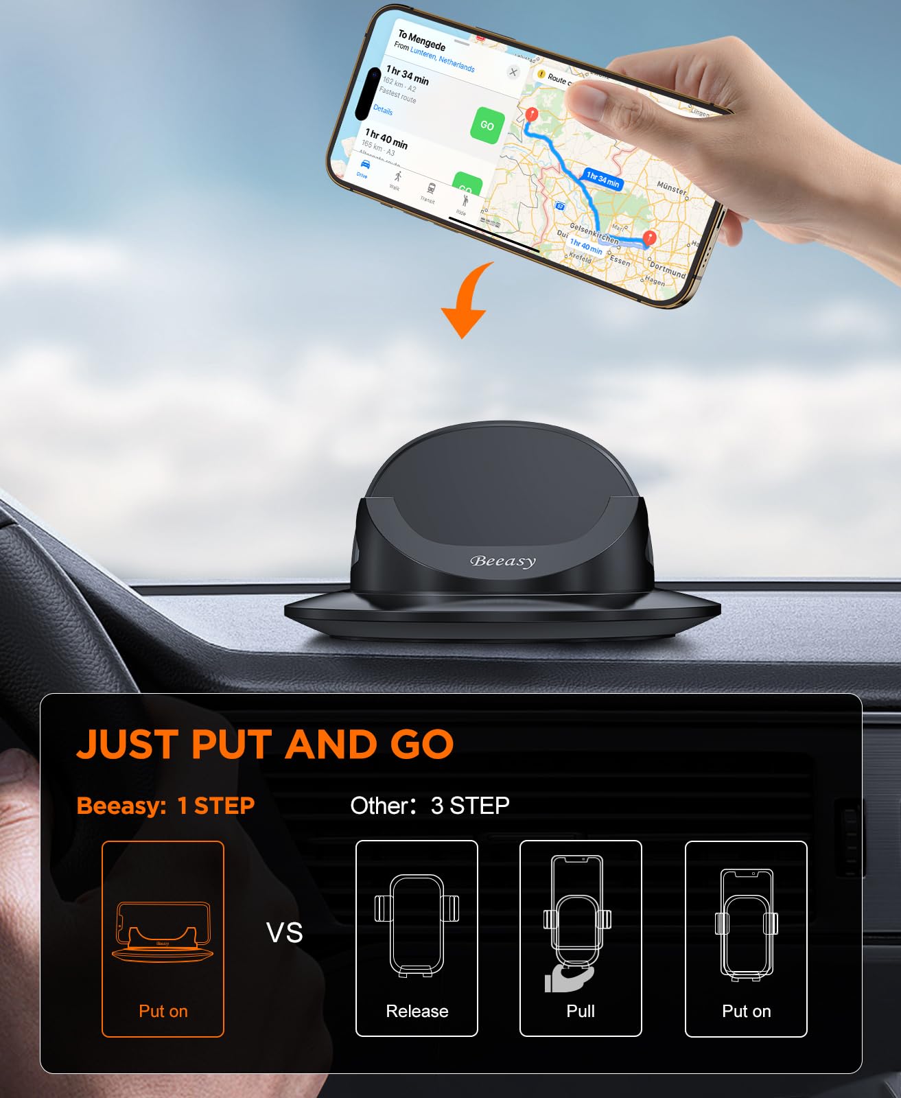 Beeasy Dashboard Cell Phone Holder For Your Car, Car Phone Holder With 360°Rotatable Silicone Non-Slip, Universal Car Phone Mount For Iphone 16/15/14,Samsung S24,Google Pixel 9,All Smartphones And Gps