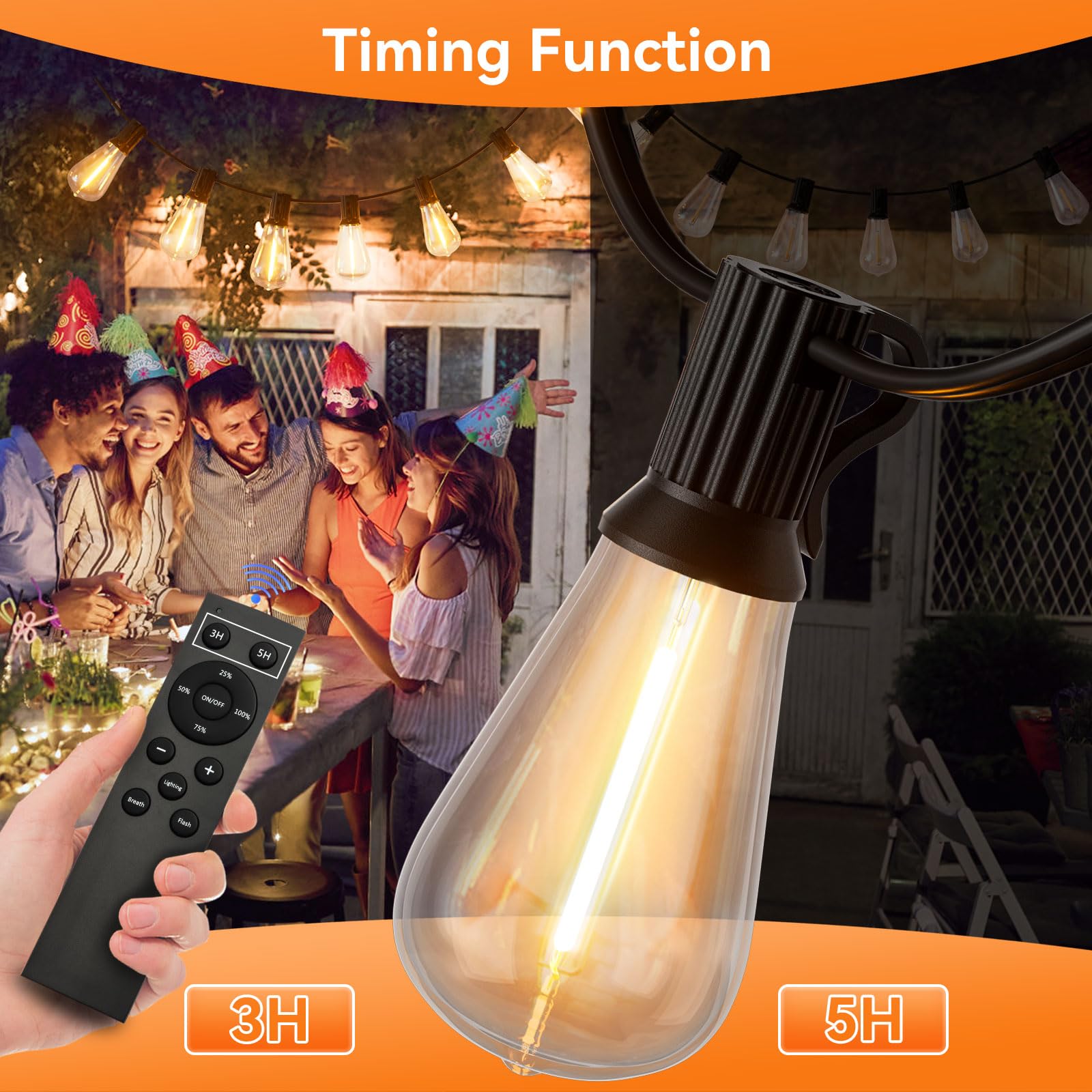 Yoyonacy 100 Ft Solar String Lights Outdoor Waterproof With Remote & Usb Port, Solar Power Patio Hanging Lights With Dimmer, Shatterproof Led Edison Bulb Outdoor String Lights For Outside Cafe Yard Fence