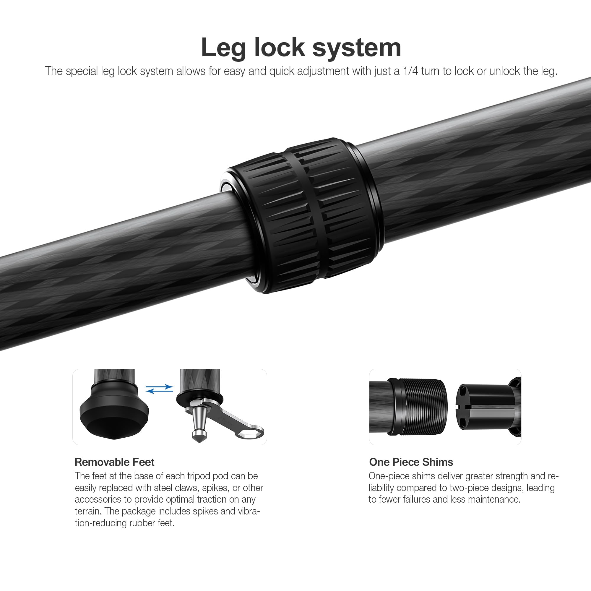 Leofoto Ls-223Cexx Tabletop Tripod W/Built-In Leveling Head, Ranger Series, Carbon Fiber, 3 Leg Sections, Lightweight, Ball Head Optional (Ls-223Cexx+Lh-25)