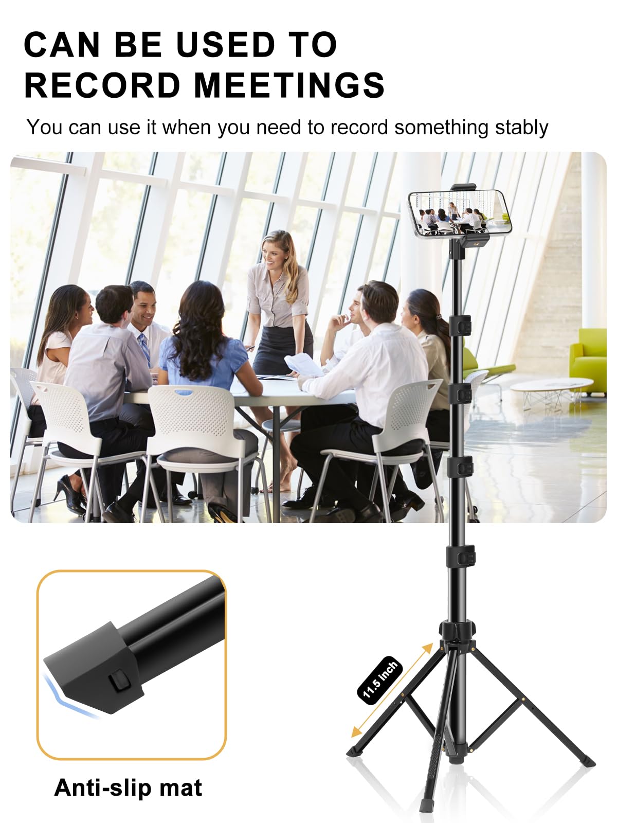 Jiang&Rong 62" Adjustable Phone Tripod Stand - Extendable Selfie Stick Tripod For Iphone & Android, Portable With Remote, Compatible With Smartphones For Video Recording, Travel, Camera