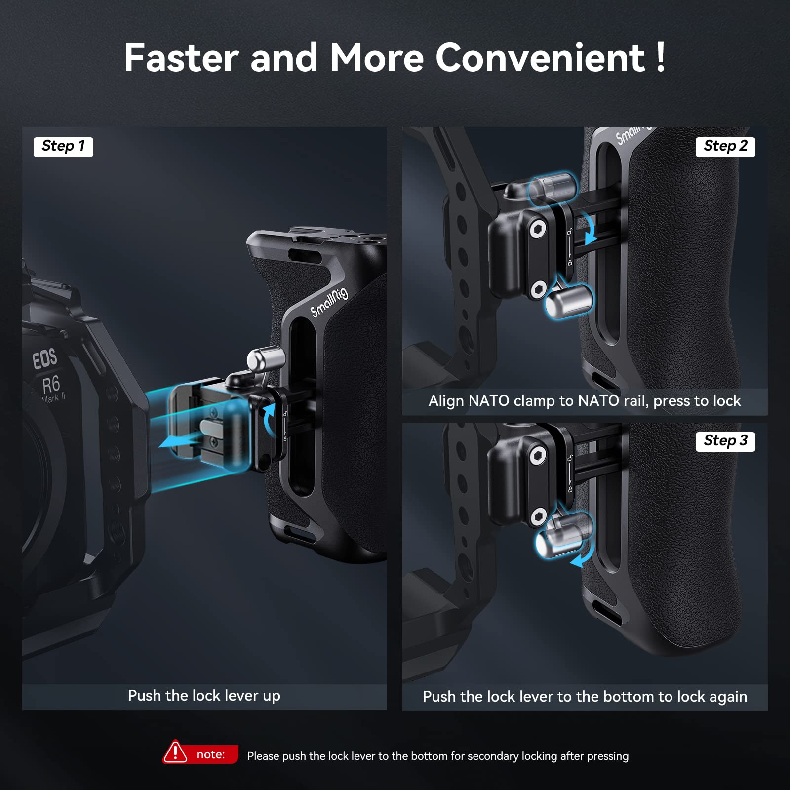 Smallrig Snap-On Nato Side Handle, Quick Lock Design, Up/Down Adjustable, Built-In Cold Shoe Mount, 1/4''-20 Thread Hole, Wrist Strap Hole - 4017