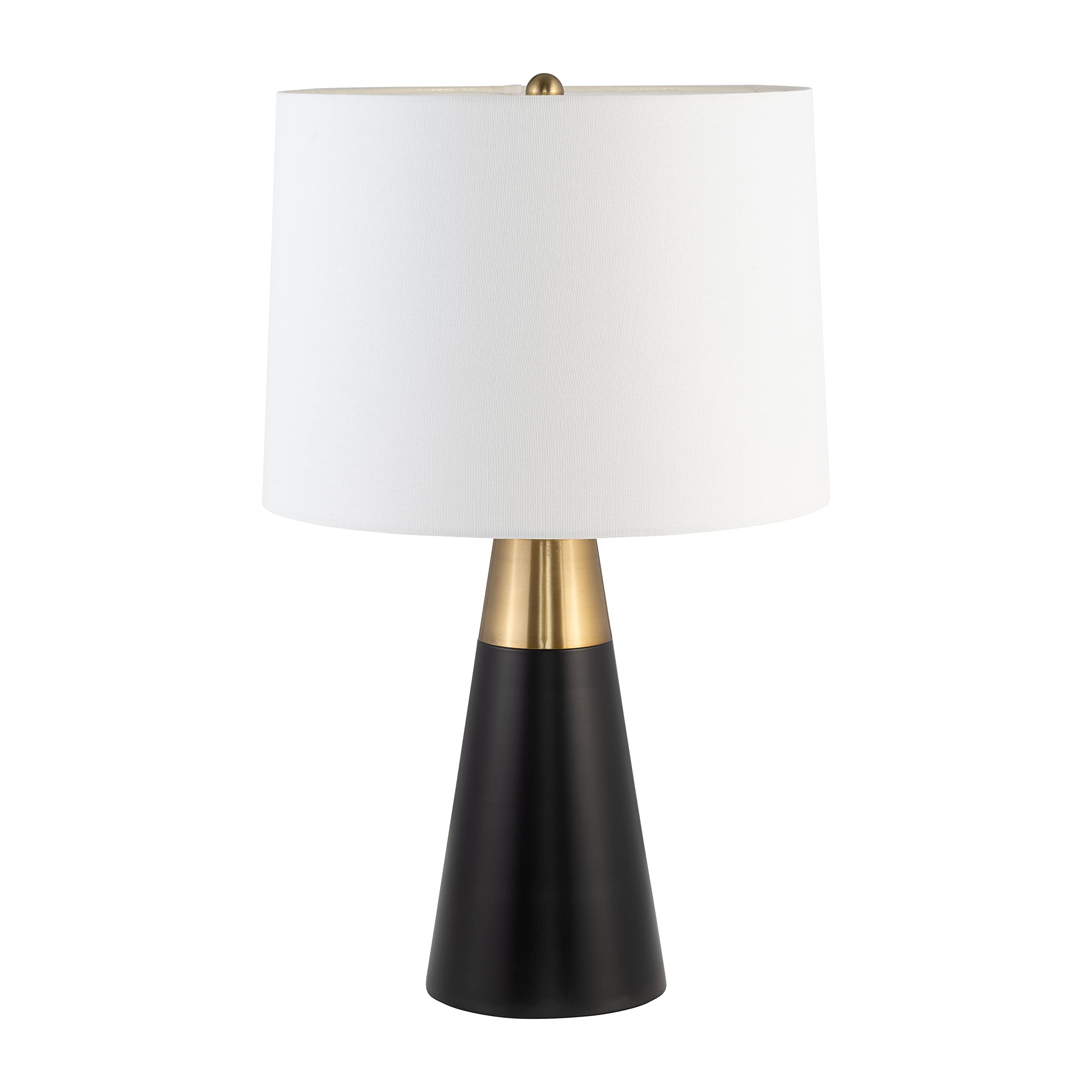 Sagebrook Home Black And Gold Table Lamps Set Of 2 – Modern Metal Base With White Linen Drum Shade For Bedroom, Living Room, Office, Home Décor, 23 Inches