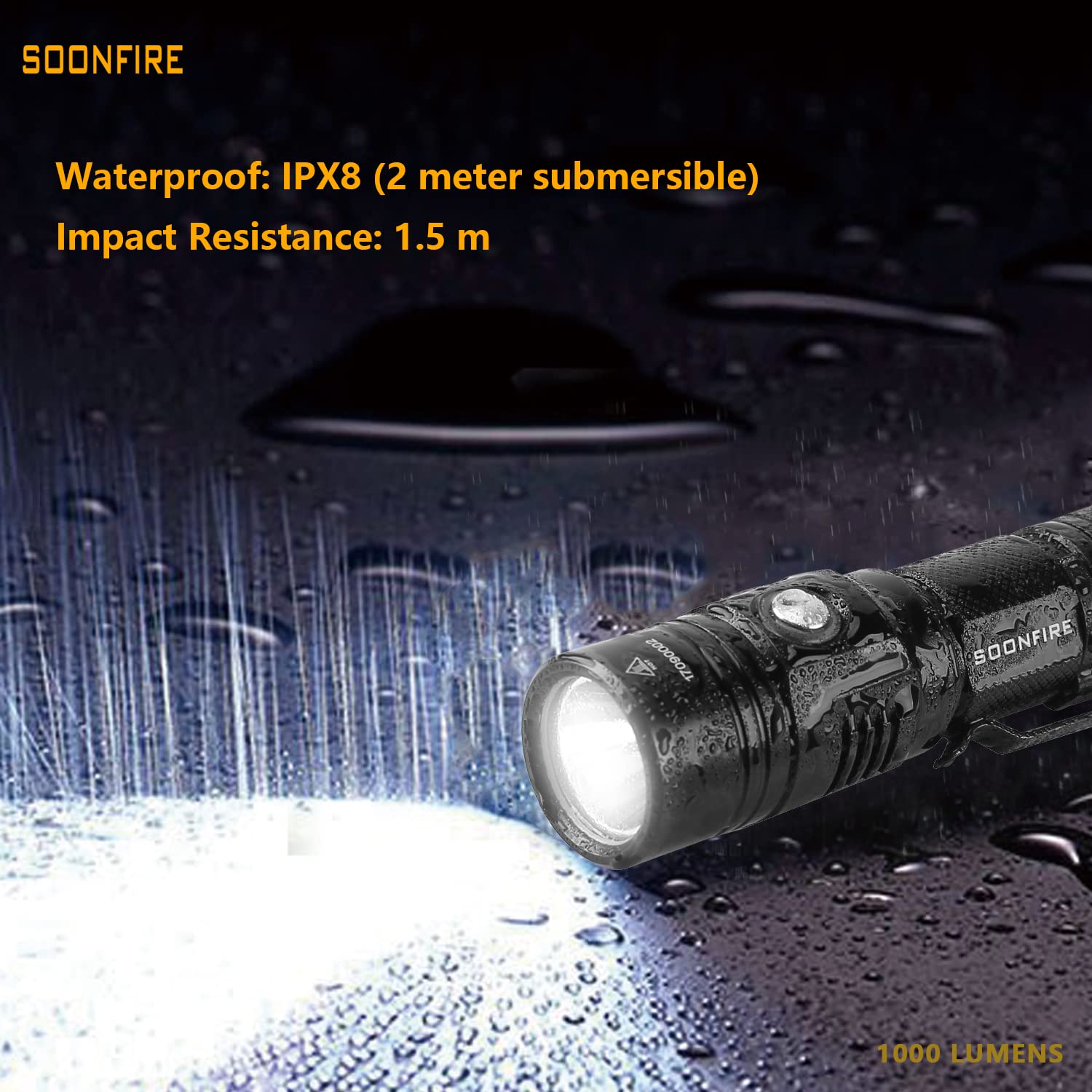 Soonfire 1000 Lumens White Led Flashlight, E Usb Rechargeable Waterproof Compact Edc Law Enforcement Flashlights (Camping, Emergency Use And Security)