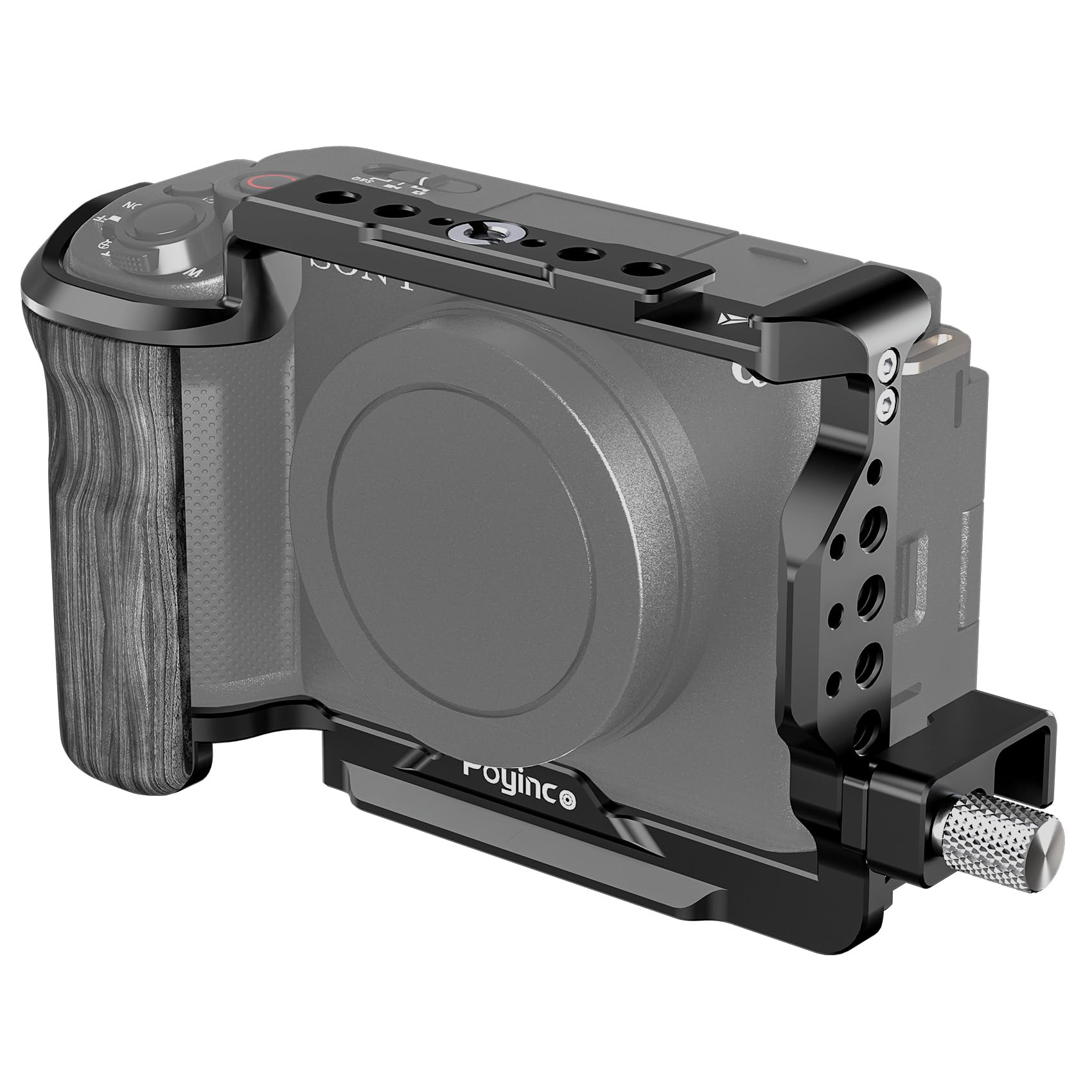 Poyinco Compatible With Sony Zv-E1 Camera Bracket, Composite Handle And Hdmi Cable Clip, Nato Rail, Cold Shoe And Multiple 1/4" And 3/8" Threaded Holes, Aluminum Video Bracket Jn-098A