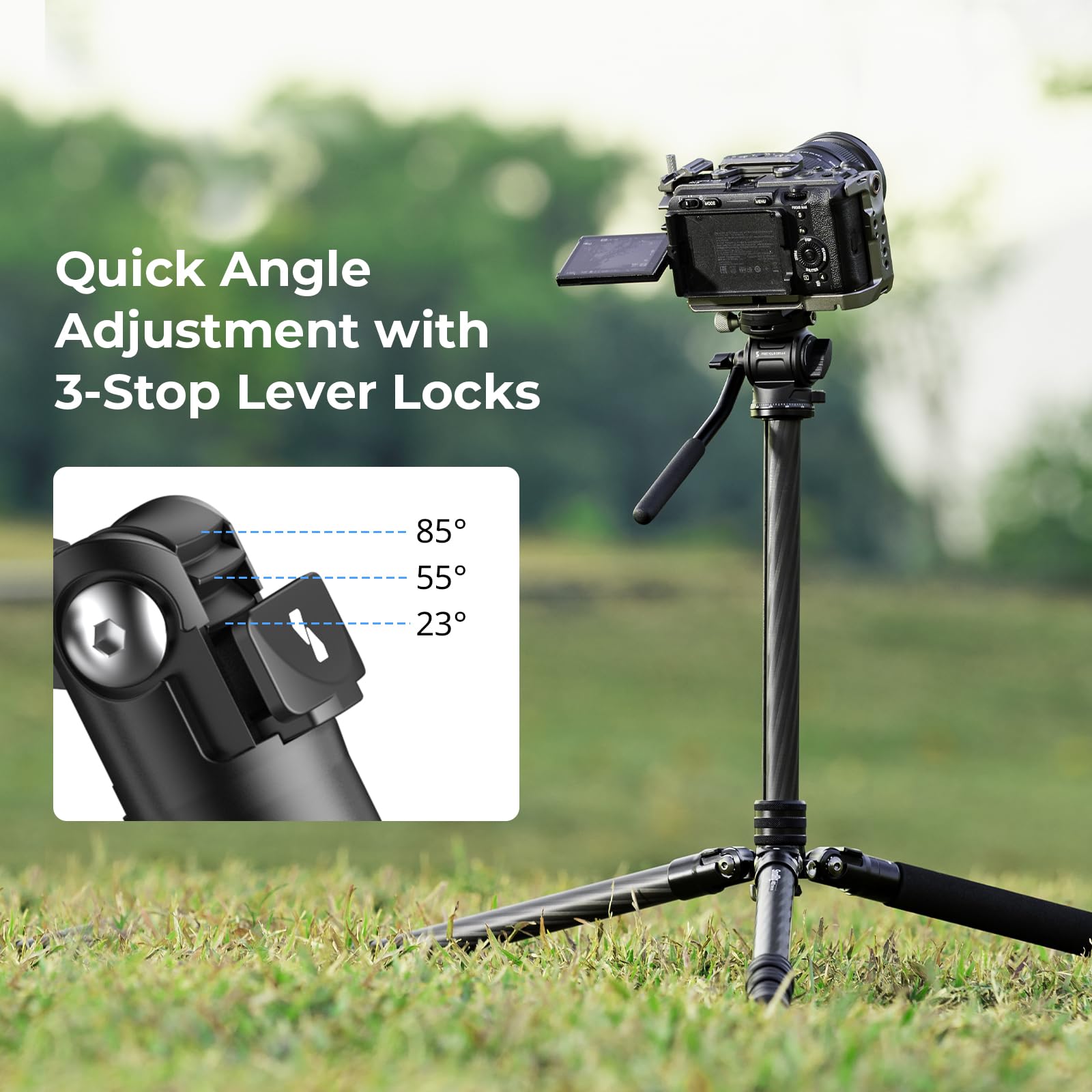 Smallrig Ct150 Carbon Fiber Travel Video Tripod, 61.8'' Max Load 3Kg / 6.6Lb For Cameras, Dslr - 4937