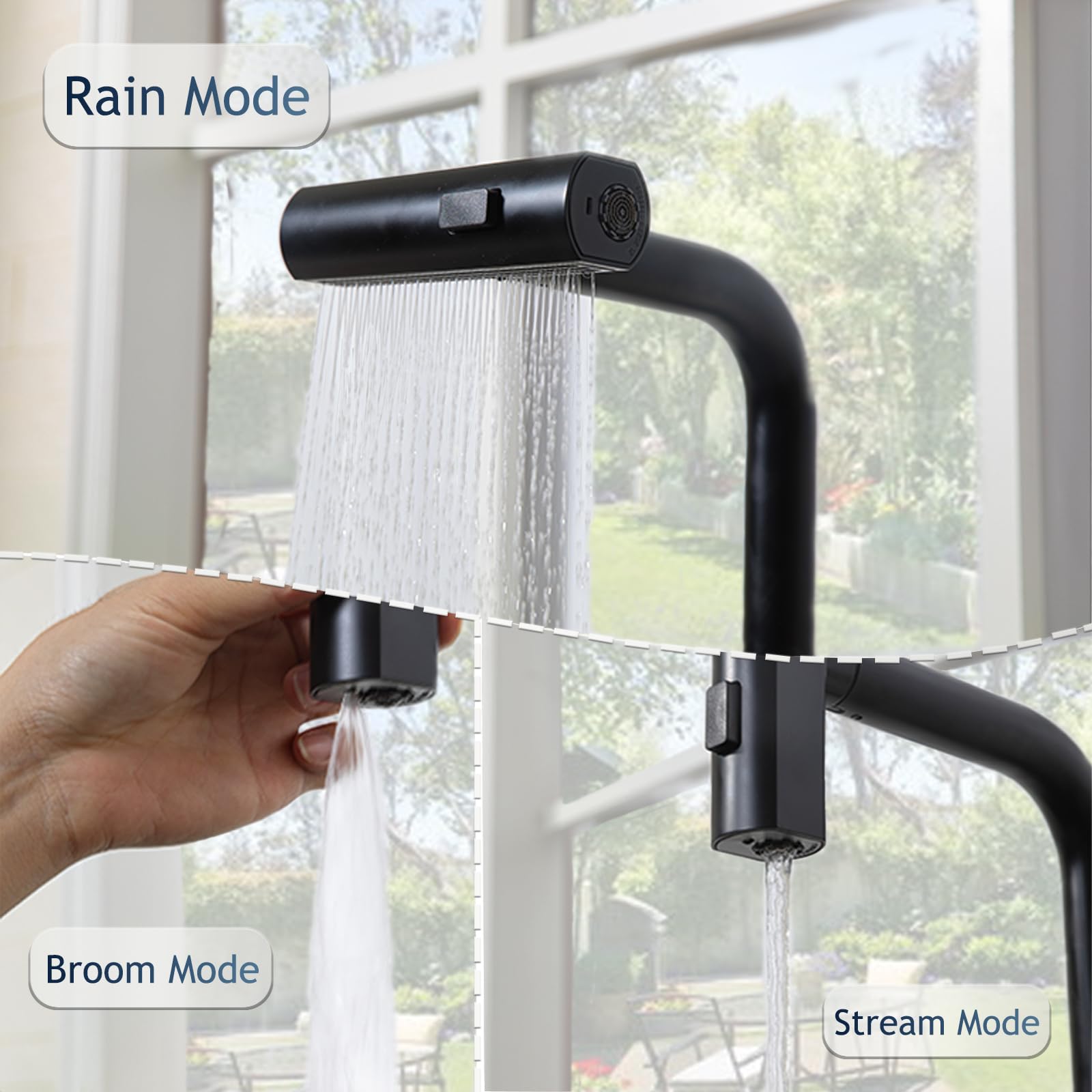 Hotis Home Hotis Black Kitchen Faucets With Pull Down Sprayer, Stainless Steel Single Handle Matte Black Kitchen Sink Faucet, Sink Faucet For Farmouse Camper Rv Bar, Suitable For 1 Or 3 Hole Installation