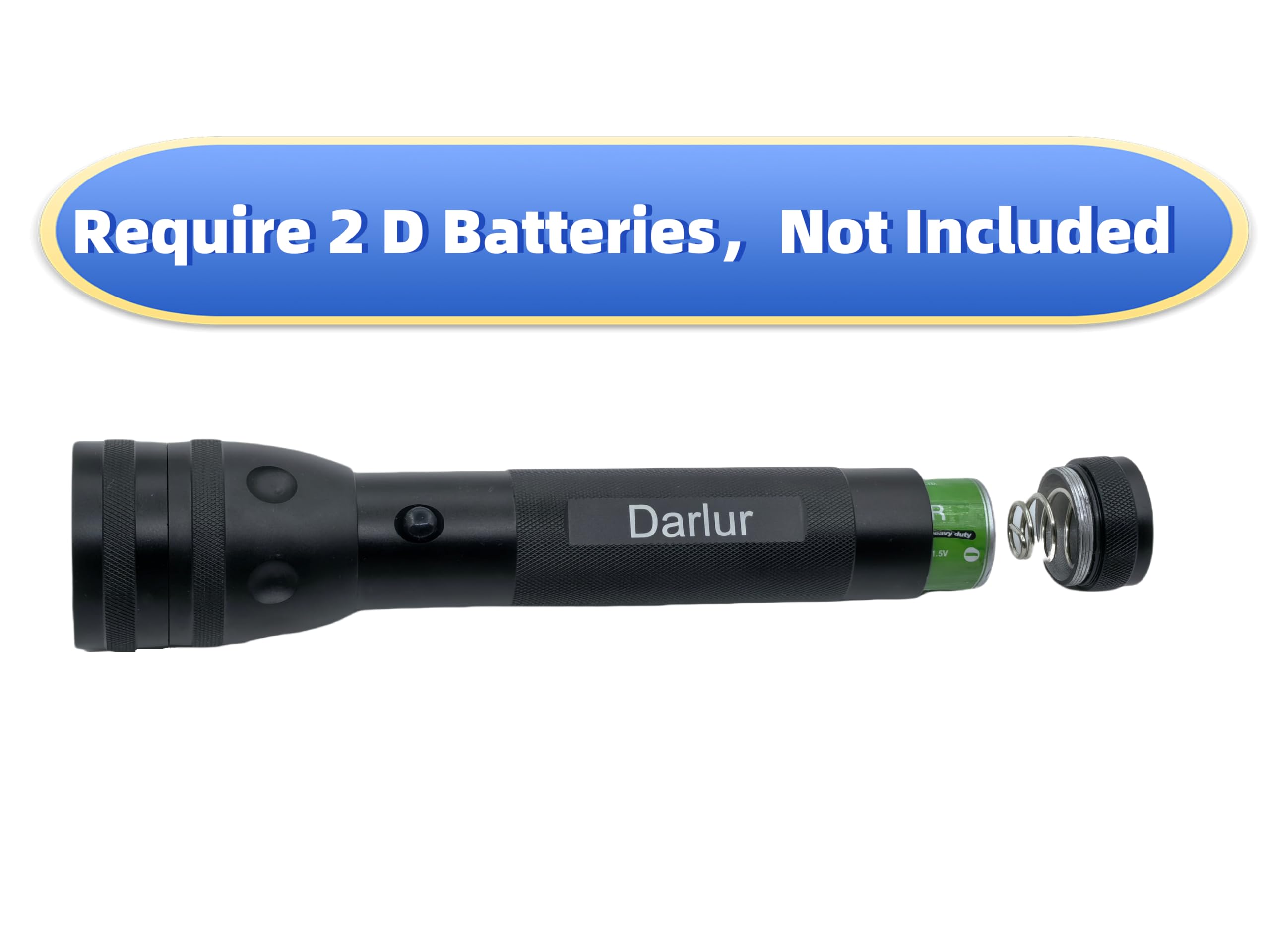 Darlur Heavy Duty 2 D Cell Battery Led Big Flashlights, 3 Light Modes High Low Strobe， High Lumens, Ourdoor，Aluminum，Emergency, Power Outage Supplies