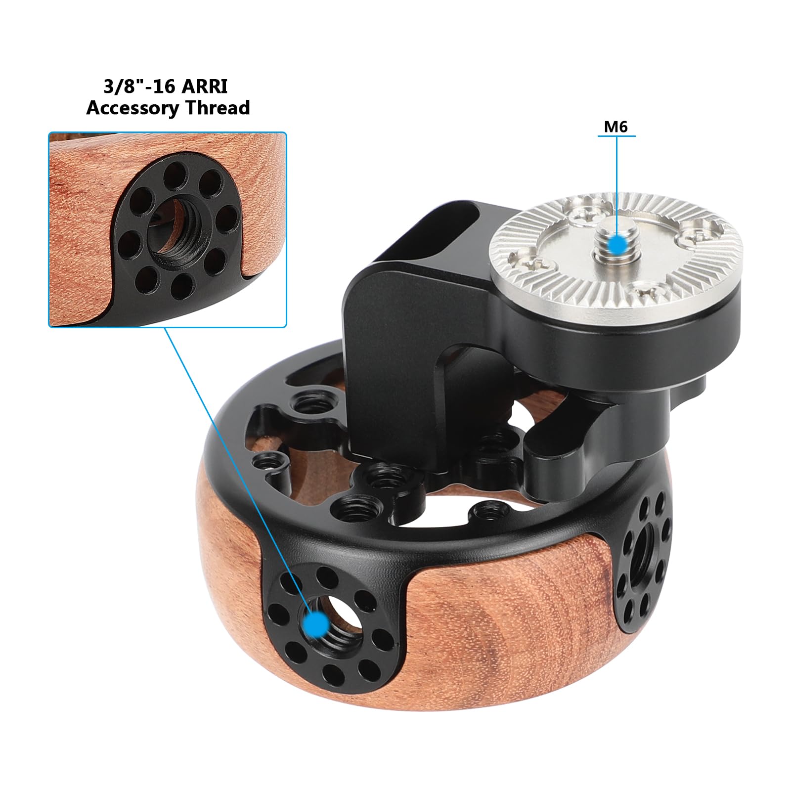 Camvate Wooden Handgrip With M6 Rosette Compatible Extension Adapter - 3524