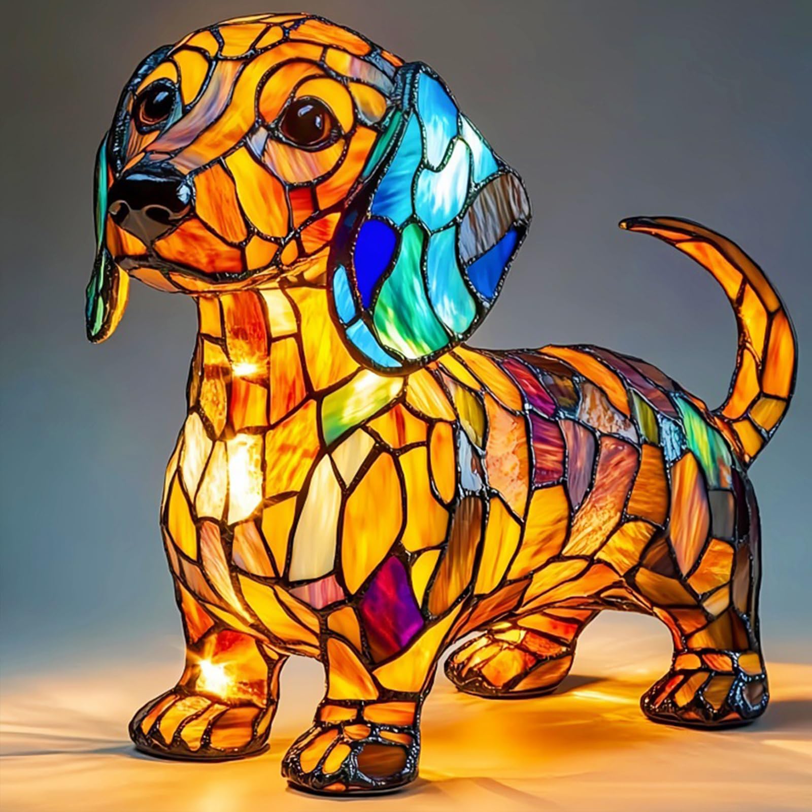 Londraf Corgi Lamp, Dachshund Lamp, Dog Series Art Night Light, Stained Resin Bulldog Tabletop Night Light, Cute Pet Dogs Themed Led Table Lamps With Warm Ambient Glow (Dog-M)