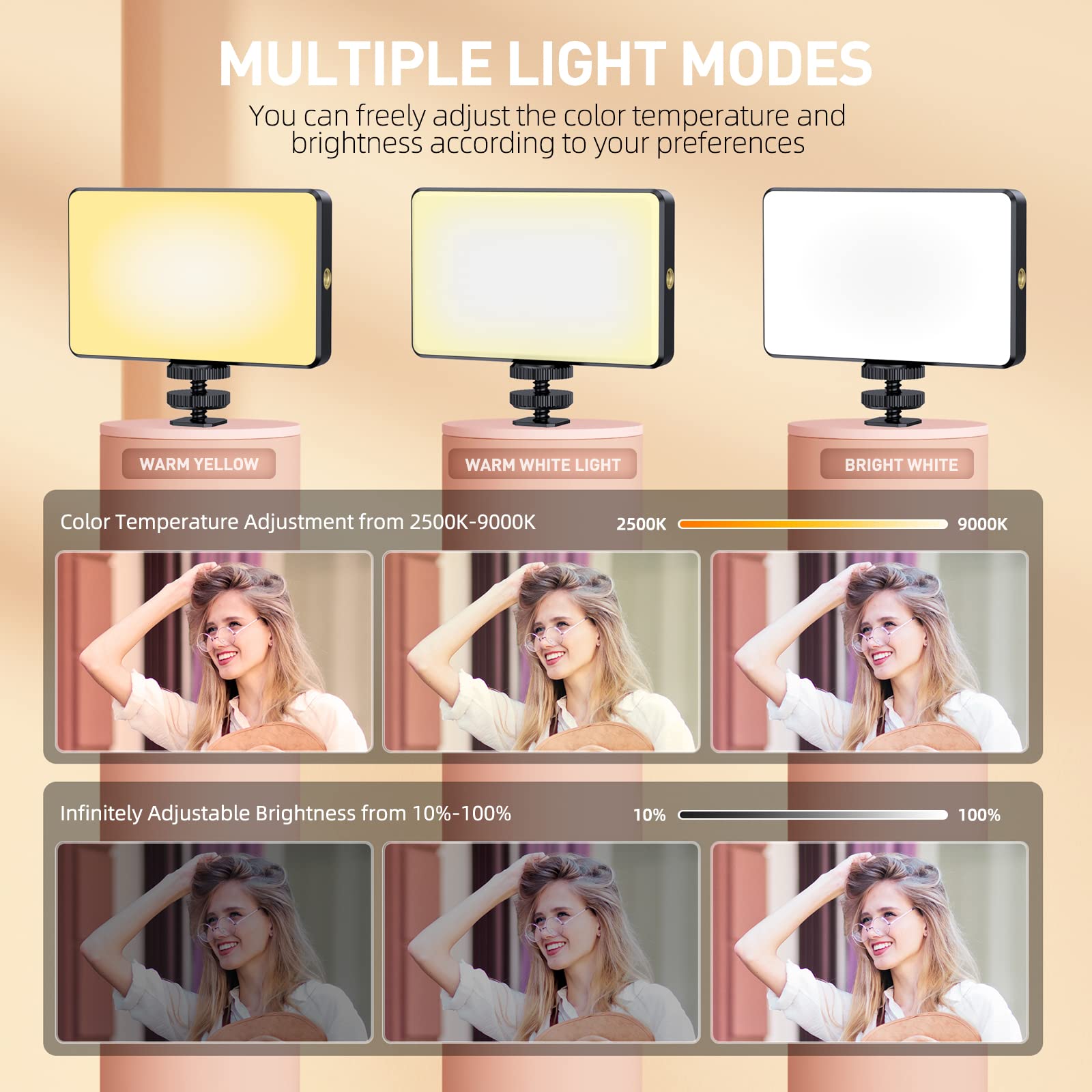 Meixitoy 120 Led Phone Light, Selfie Light For Iphone, 5000Mah Rechargeable Clip Video Light For Phone, Camera, Laptop, Ipad, Adjusted 3 Lights Modes For Selfie, Video Conference, Tiktok, Vlog (Black)