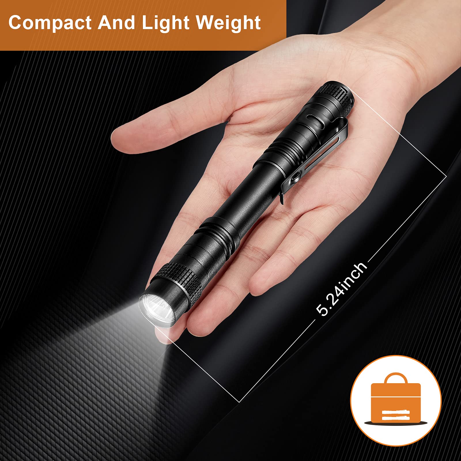 Honoson 10 Pieces Mini Pen Light Flashlight Small Led Pen Light Aluminum Pocket Flashlight With Clip For Inspection Camping Emergency Diary Lighting(5.2 Inches)