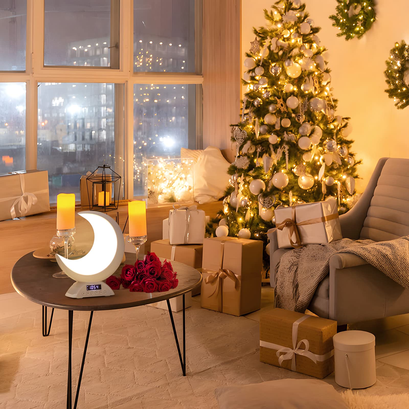 Brnewo Touch Moon Table Lamp With Time Alarm Clock, Rgb Adjustable Light With Bluetooth, With Scene Mode And Music Mode, Warm White Led Moon Light, Suitable For Home Decoration, Bedroom Living Room Desk.