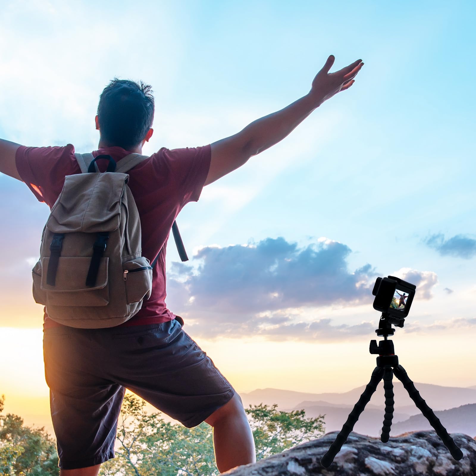 Licrugu Flexible Camera Tripod Compatible With Gopro Hero 13 12 11 10 9, Mini Tripod For Iphone, Phone Tripod Bendable Camera Tripod For Video Recording Vlogging, Tablet Cell Phone Holder Mount Stand