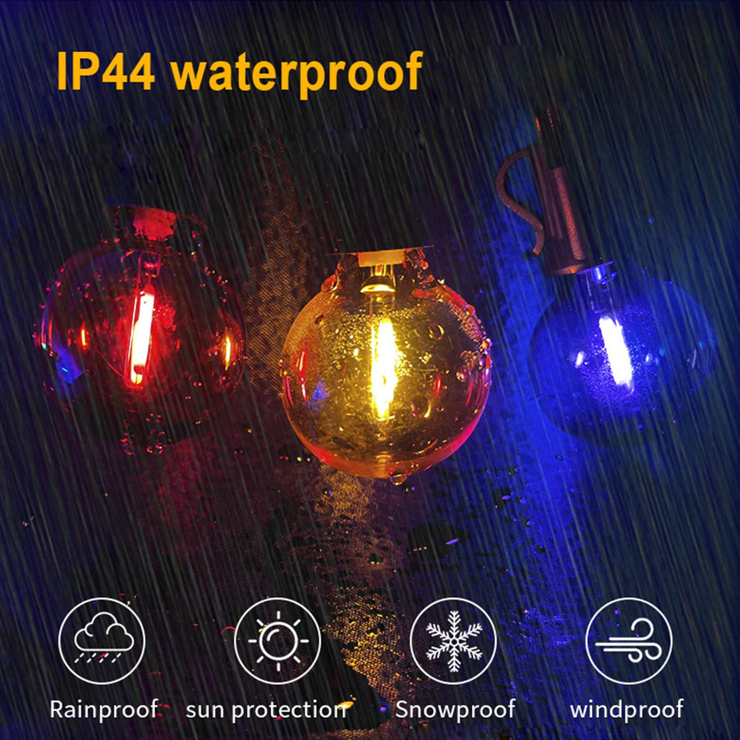 Guileduo 15 Pack G40 Blue Light Bulb Led Christmas Replacement Bulbs, 1 Watt E12/C7 Candelabra Base Globe Light Bulbs For Outdoor String Lights, Shatterproof Plastic Clear Night Light Bulbs, 120 Volt