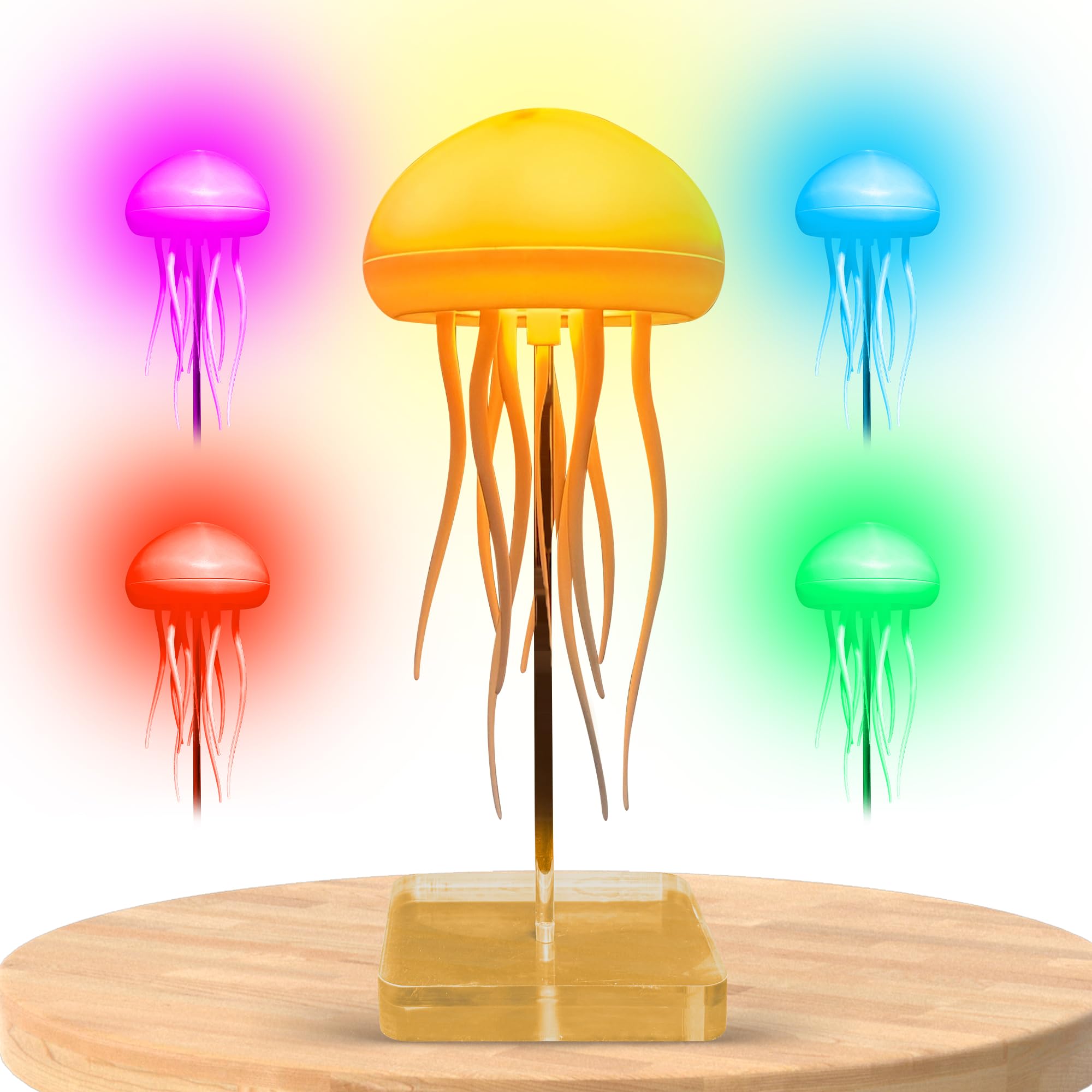 Lumiopet Quiet Jellyfish Lamp Led Mood Rechargeable Table Lamp With Touch Sensor And Voice Control Rgb Gradient Desk For Bedroom With Remote Control For ing Kids And Adult Night Light