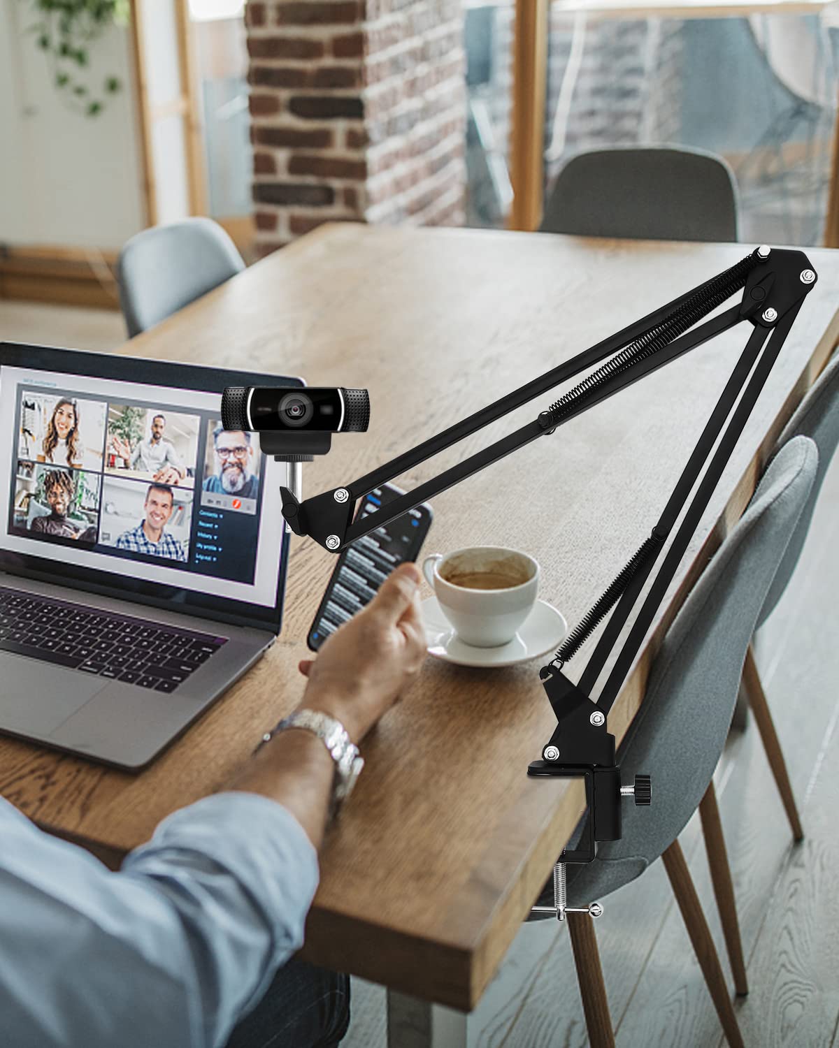 Boseen Webcam Stand Desk Mount - Suspension Boom Scissor Arm Webcam Holder With Desk Clamp Mount For Logitech Webcam C920 C922 C922X C920S C930E C930 C615 Brio 4K And Other Devices With 1/4" Thread