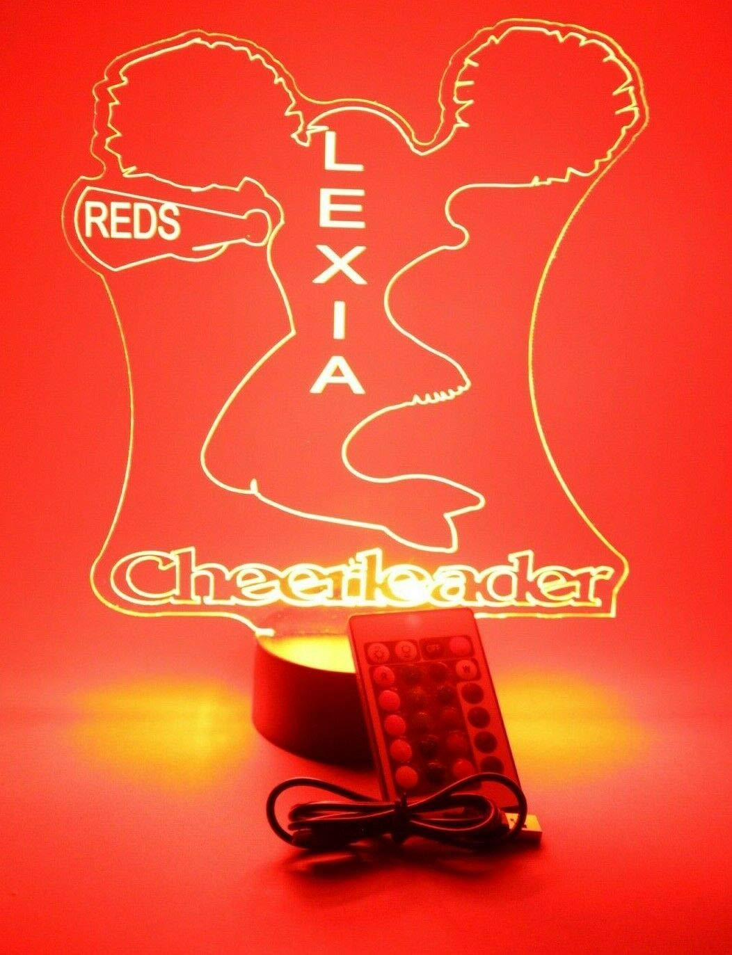 Mirror Mania Cheerleader Cheer Cheerleading Cheerer Sports Performer Night Light Up Table Desk Lamp Led Personalized Name Engraved - It'S Wow, With Remote 16 Colors, Great