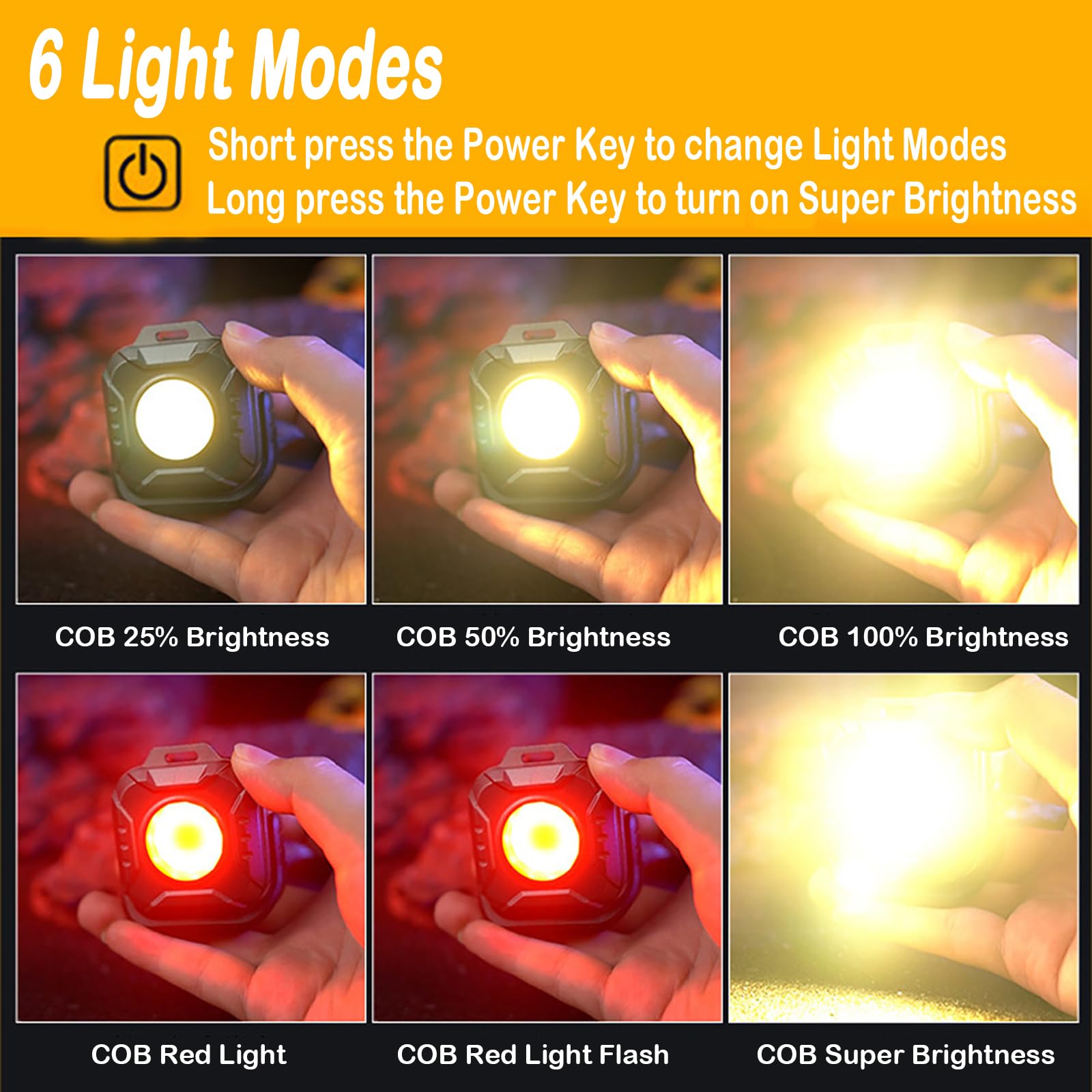 Kawaqiwa Keychain Flashlight, 2Pack 500 Lumens Work Light Magnetic Led Light Rechargeable, 6 Lighting Model Mini Flashlight For Job Site, Car Repairing, Camping, Night Working, Running