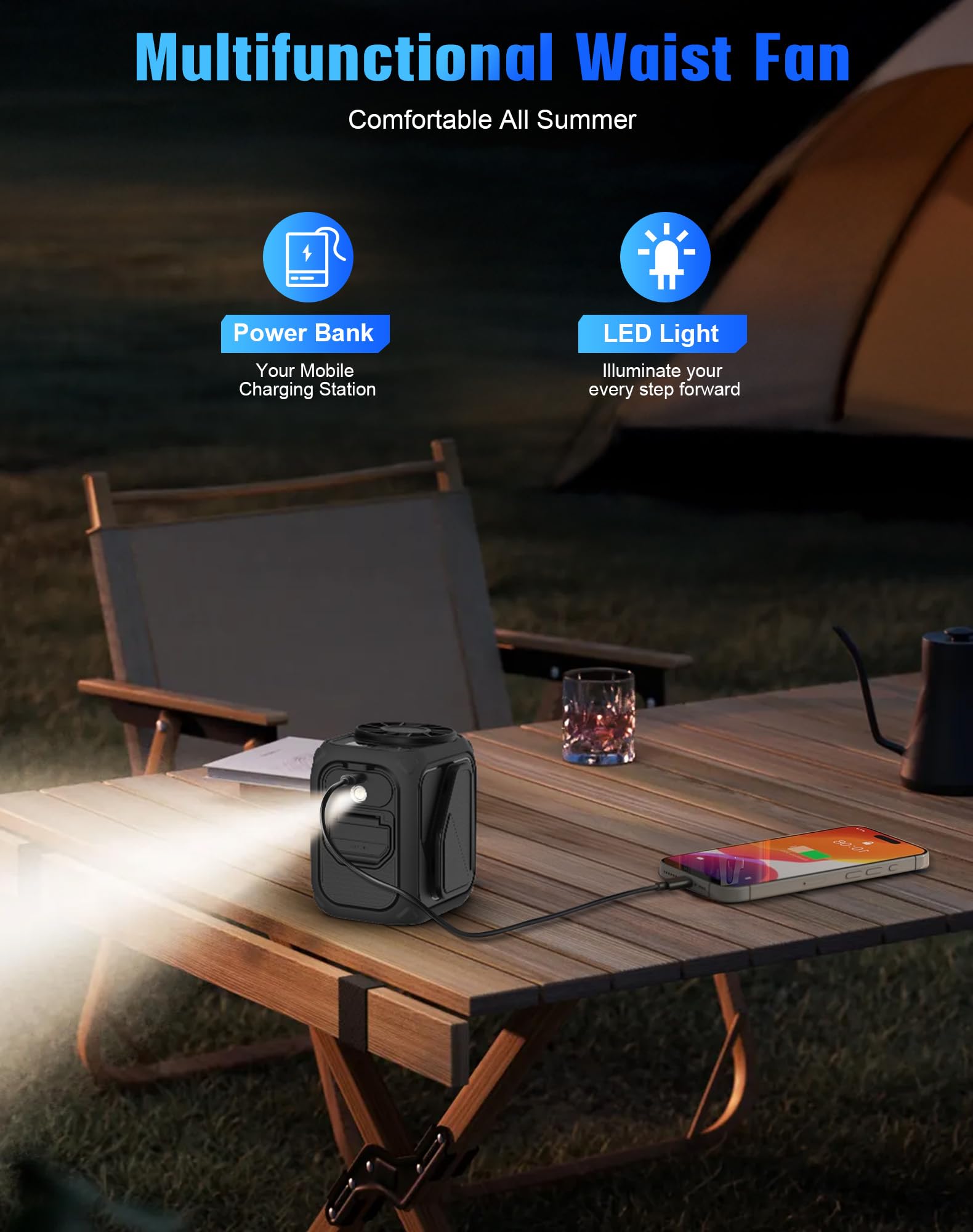 Portable Waist Fan Rechargeable,10000Mah Mini Neck Fan With Ai Chip,5 Speeds Strong Airflow,Max 20H