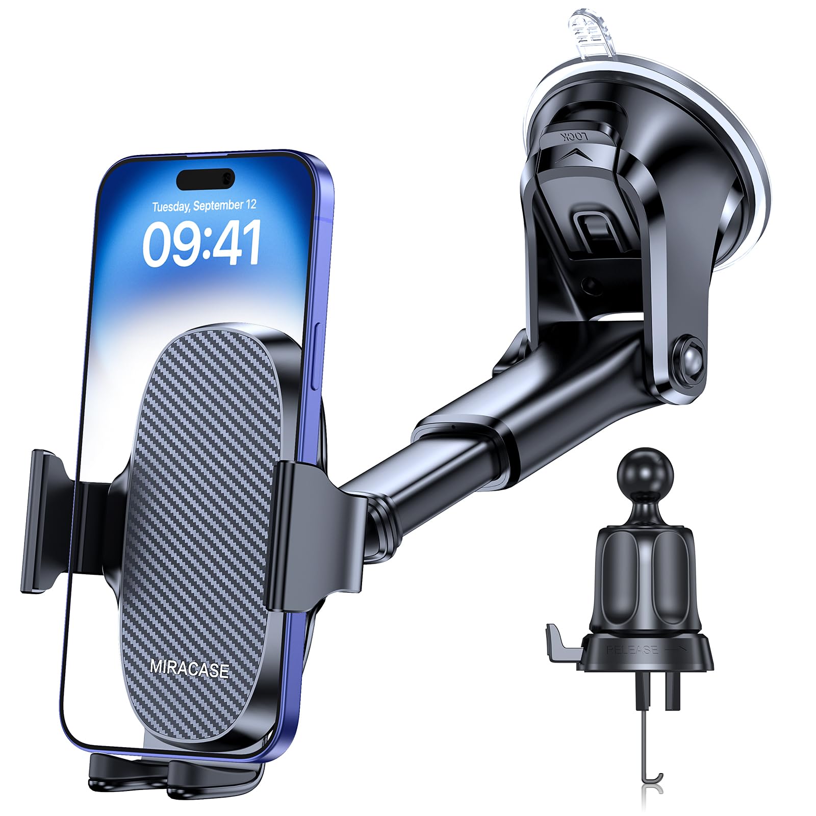 Miracase 3-In-1 Cell Phone Holders For Your Car, Universal Car Phone Holder Mount For Dashboard Air Vent Windshield Compatible With Iphone16 15 14 13 12 11 Pro Max Xs Xr X, Galaxy Stripe