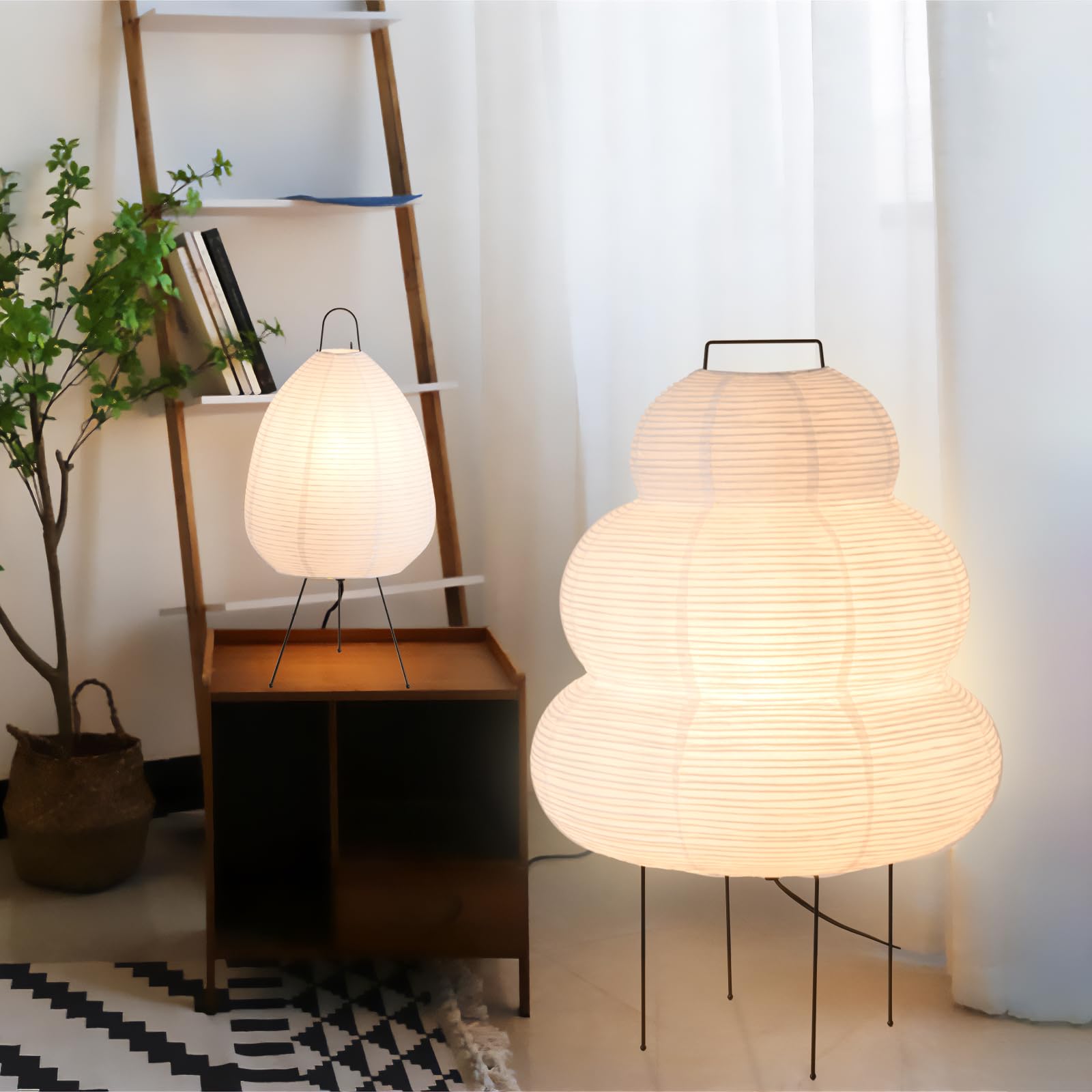 Teru Ji Kaikang 10.23" Desk Light Rice Paper Table Lantern,Nordic Design Rice Paper Floor Lamp,Of Mini Malist Bedside Living Room Table Lamps