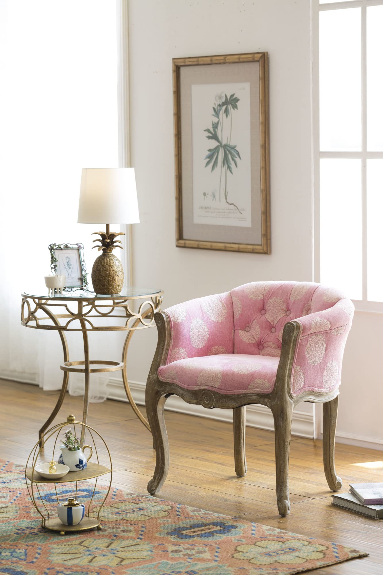 Creative Co-Op Pineapple Shaped Table Lamp With Distressed Gold Finish & Linen Shade