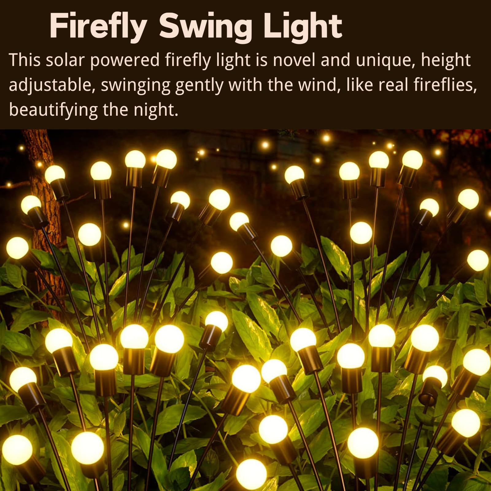 Ozs 6Pack Total 48Led Solar Garden Lights -Solar Lights Outdoor, Solar Firefly Lights, Sway By Wind, Solar Fairy Lights Outdoor Waterproof For Patio Pathway Garden Decor(Warm White)