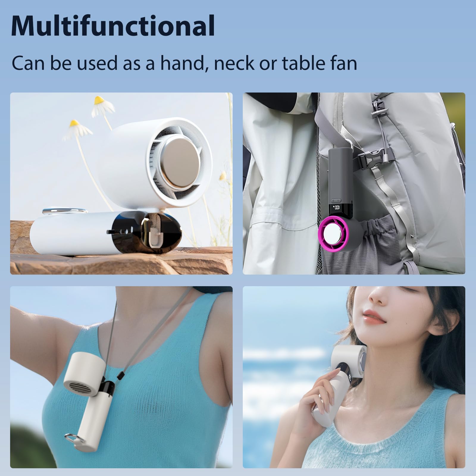 Portable Handheld Fan, 100 Speed Adjustable Turbo Mini Fan With Lower The Temperature Mode, 3000 Mah