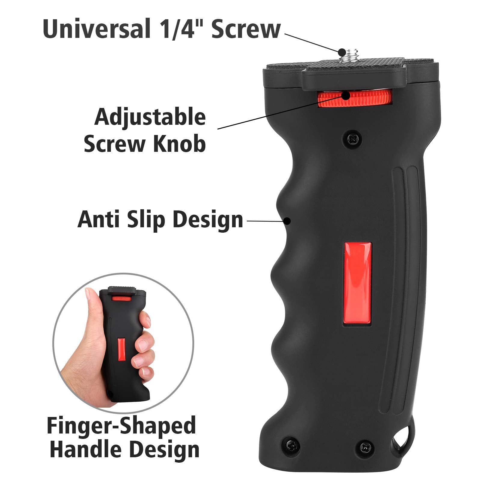 Chromlives Camera Handle Grip,1/4" Camera Handheld Stabilizer With Wrist Strap,Handle Grip Support Mount For Dslr Camera Camcorder Smartphone Action Camera Led Video Light